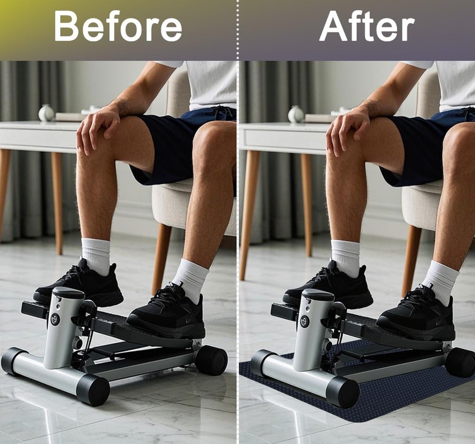 Double-Sided Non Slip Mat for Stepper Exercise Machine & Under Desk Mini Elli…