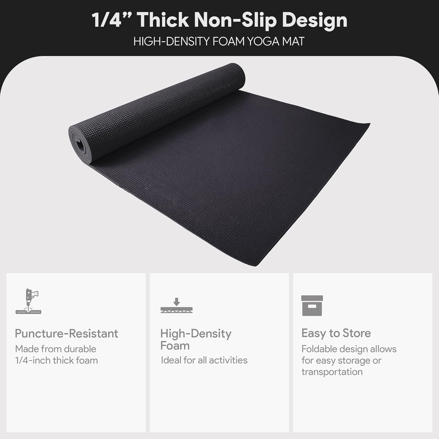 Yoga Mat High Density Anti Tear Exercise Mats with Strap for Pilates and Fitness