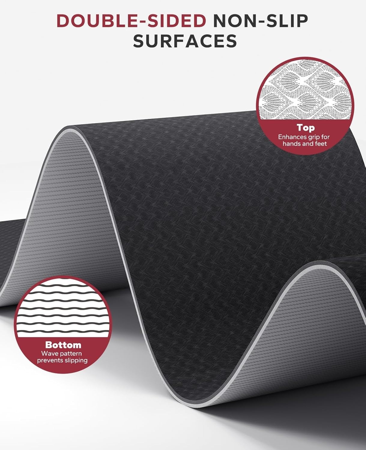 Luxury 72″x36″ Thick TPE Yoga Mat – Non-Slip, Includes Resistance Bands & Bag