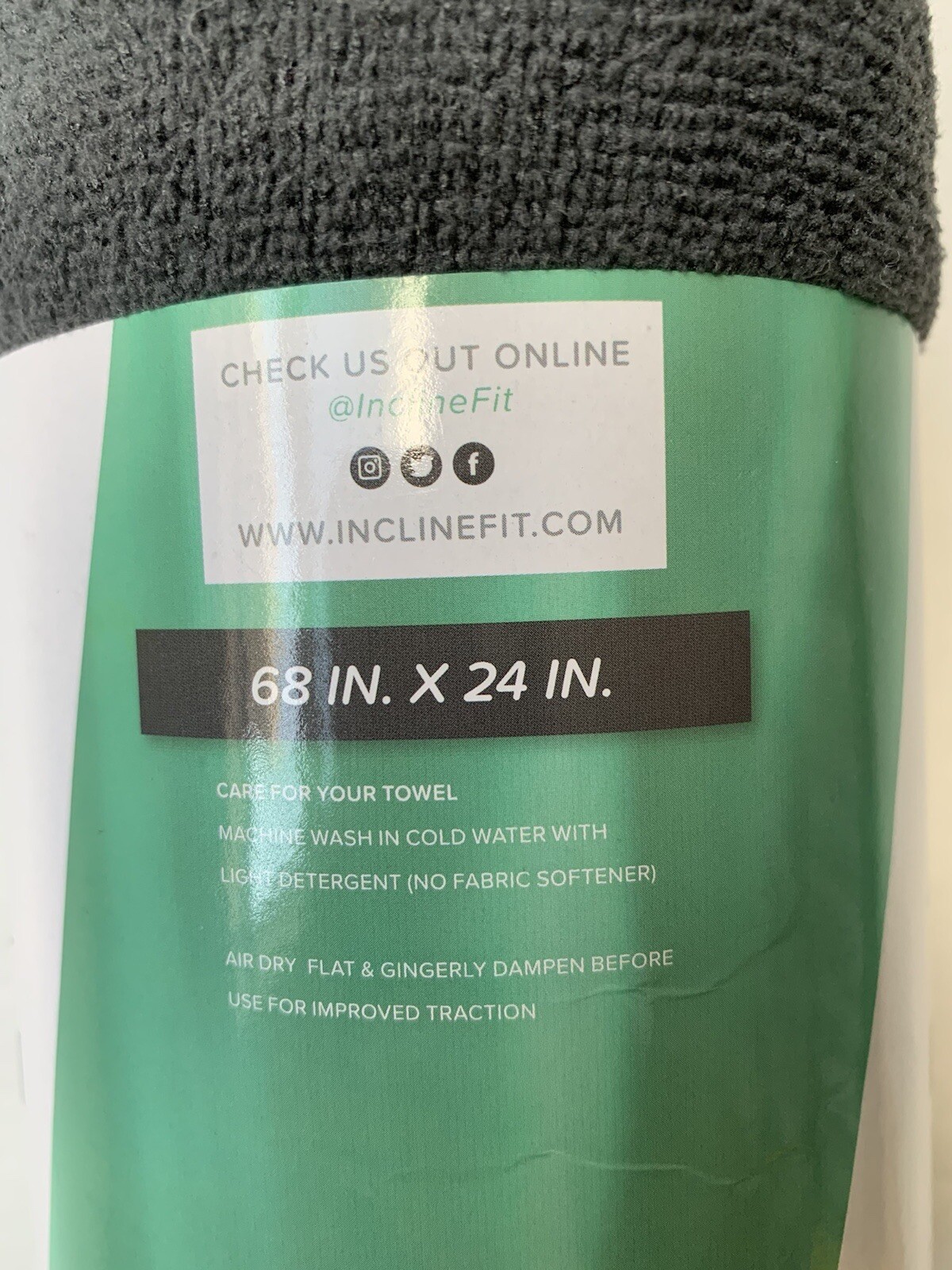 Incline Fitness Large Yoga Towel 68 x 24 Gray NEW