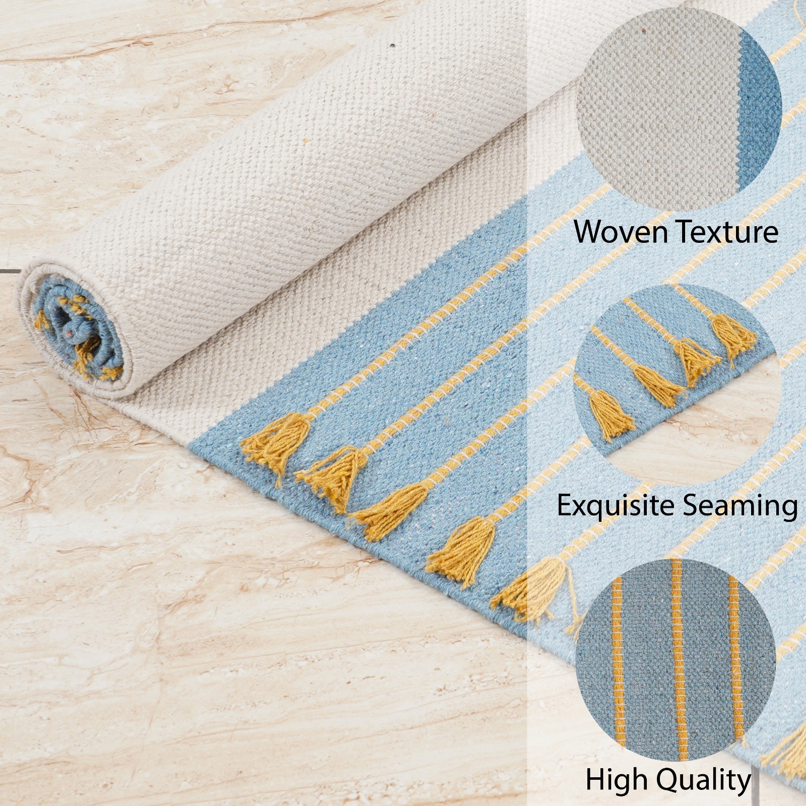 Yoga Mat Thick Non Slip Cotton Exercise Workout Mat Pilates Rug 2×6 FT