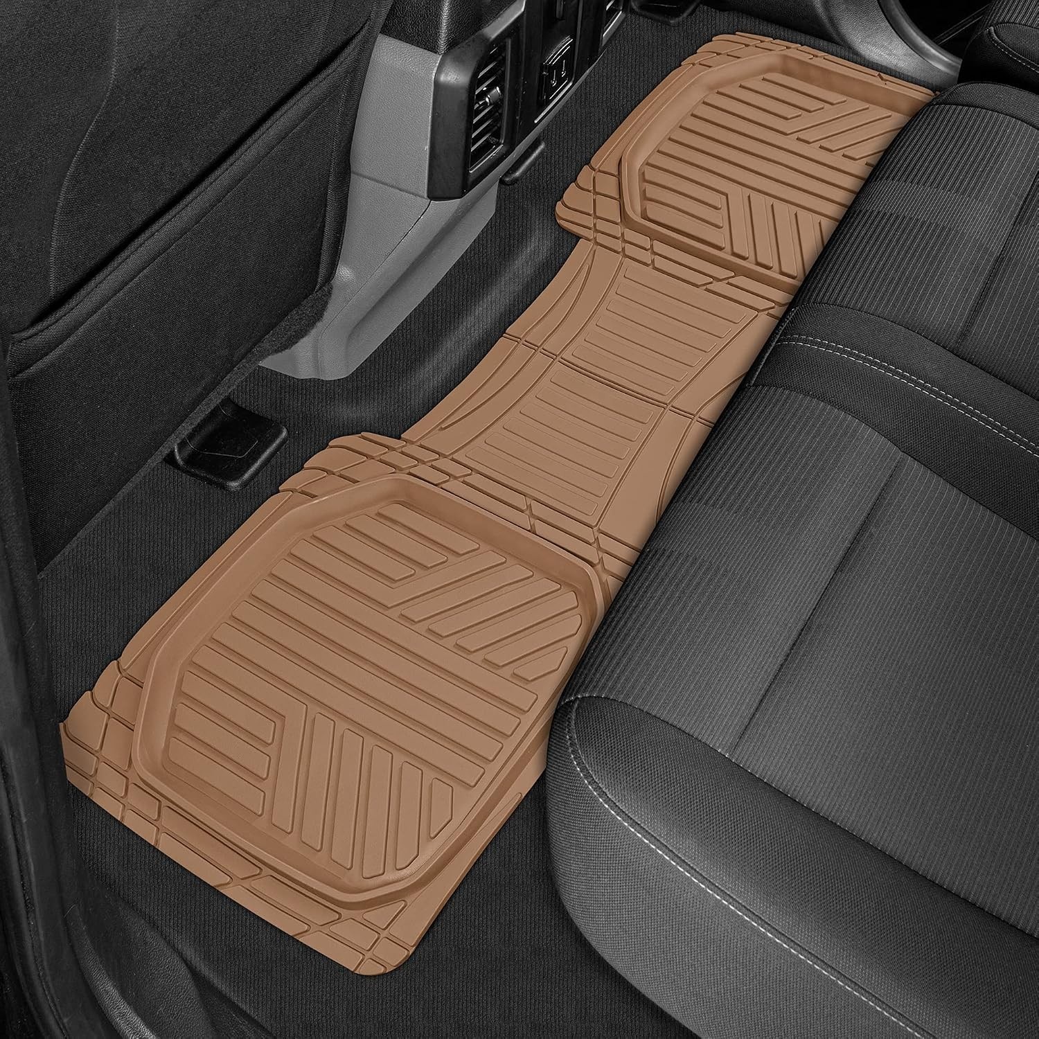 FlexToughXL All-Weather Rubber Floor Mats Full Set Waterproof Beige Car Truck