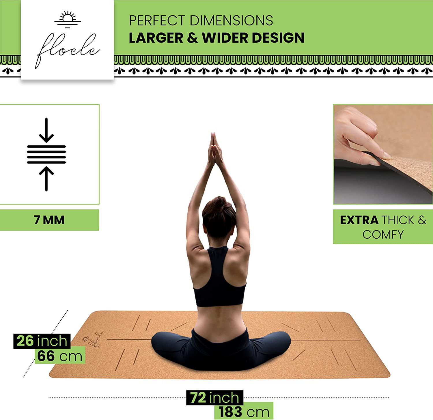 Eco Friendly Yoga Mat (183 X 66 X 0.7 Cm) Extra Wide & Thick Exercise Mat – Non