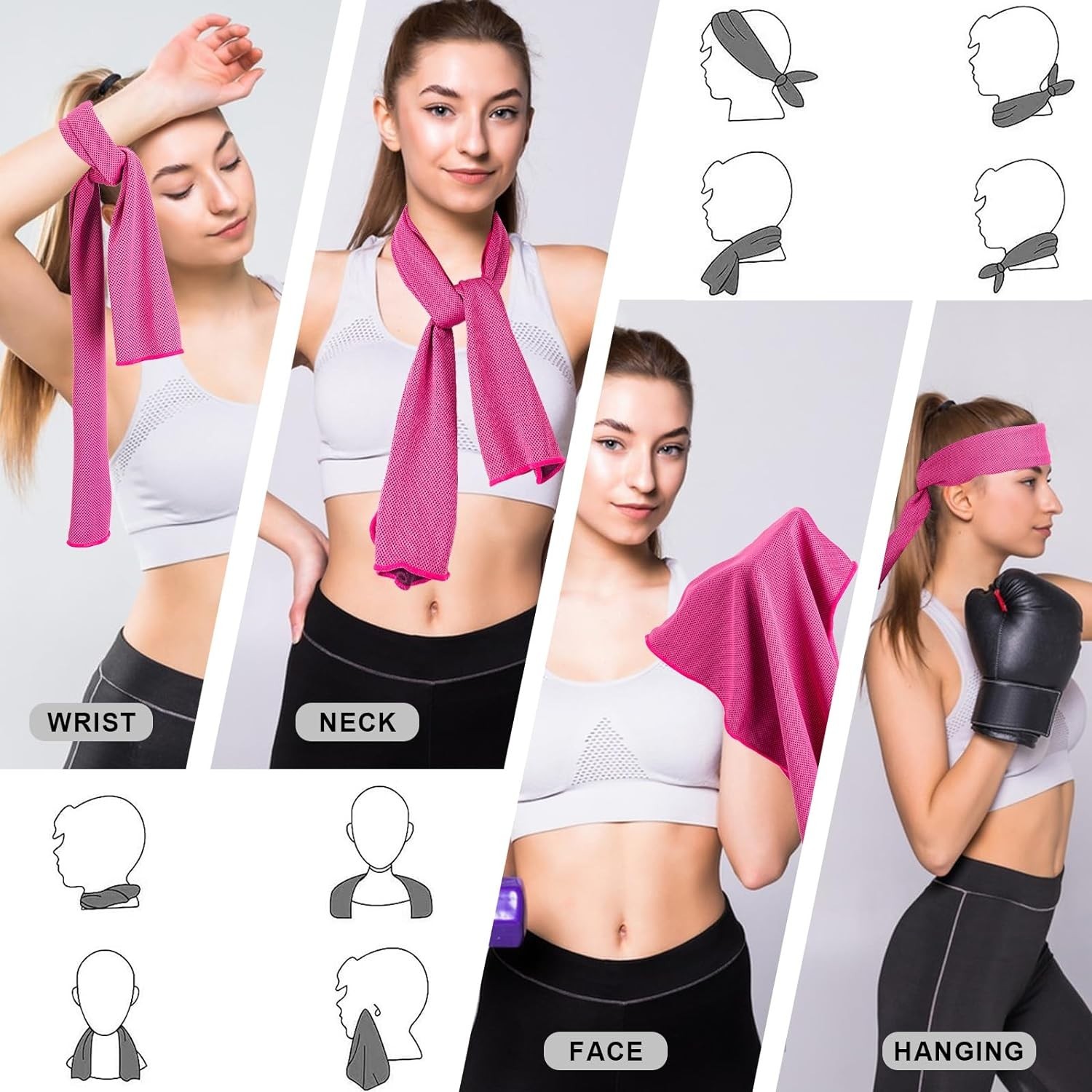 Cadono 4 Pack Cooling Towel 40X12 Soft Breathable Chilly Towel Ice Towel