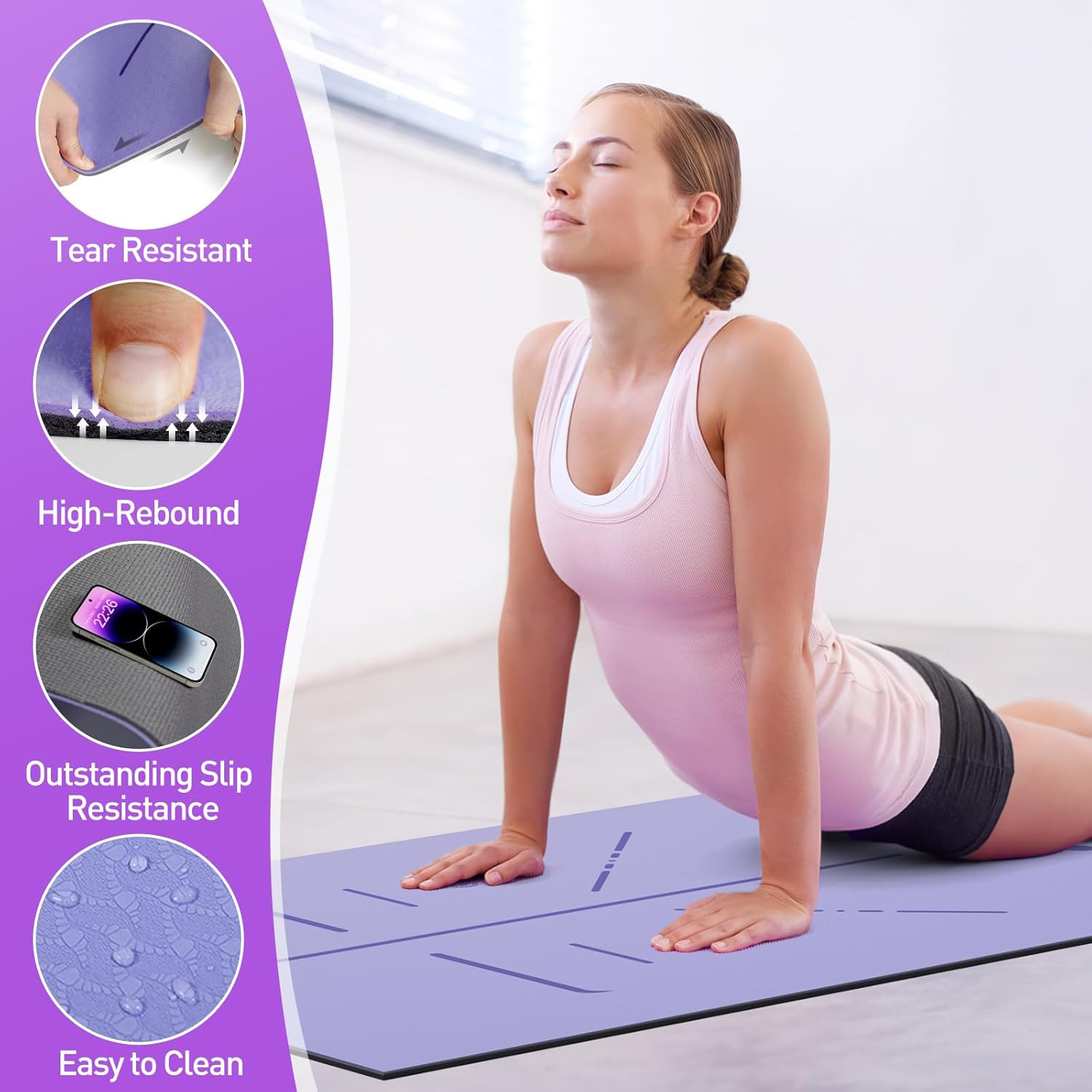 Yoga Mat 8Mm Thick – Non Slip Workout Mat, 72″X 26″X 0.31″ Large Exercise Mat wi