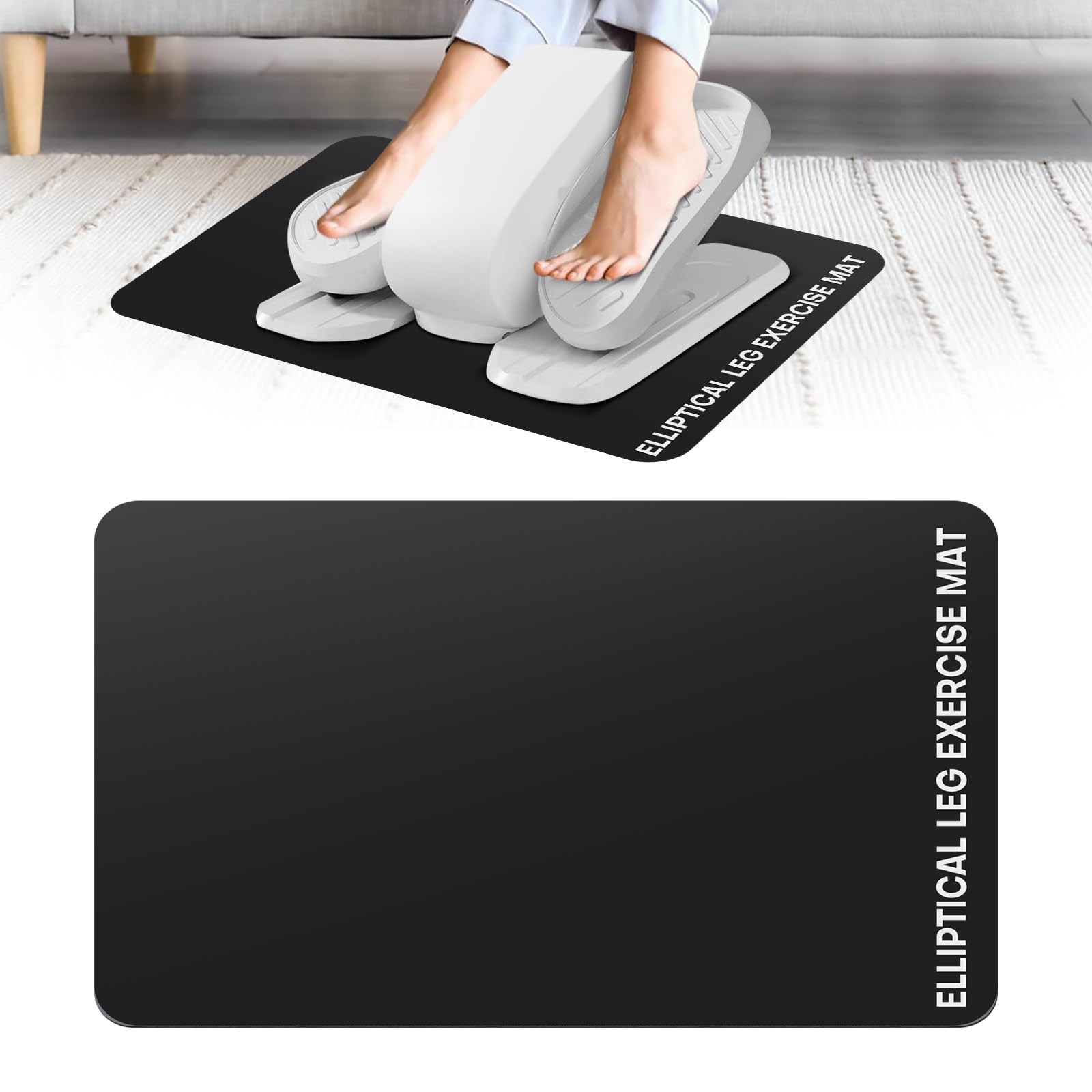 Under Desk Elliptical Mat – Non-Slip Exercise Equipment for 1, Black 1 Pc