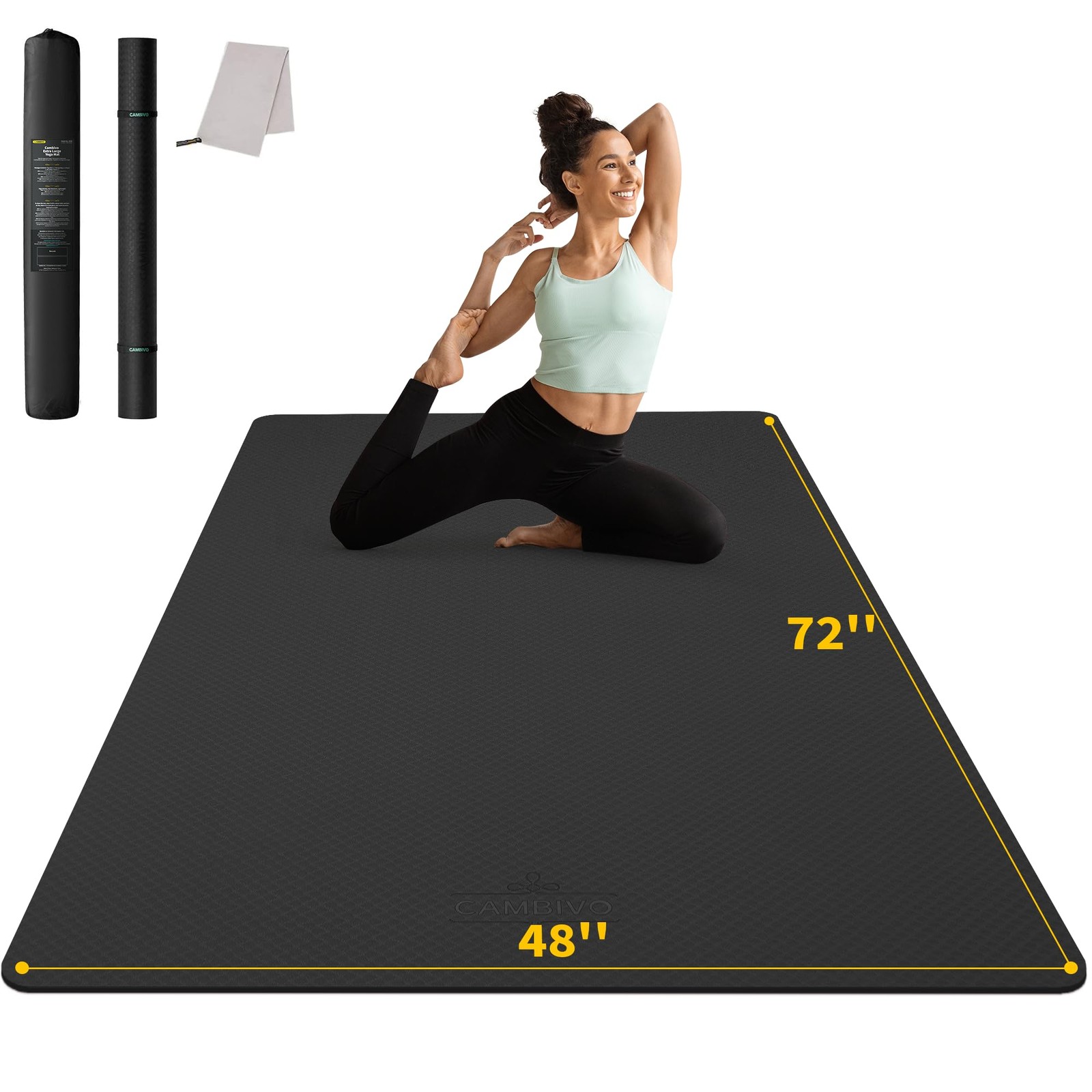CAMBIVO Large Yoga Mat (6’x 4′), Extra Wide Workout Mat for Men and Women, 1/…