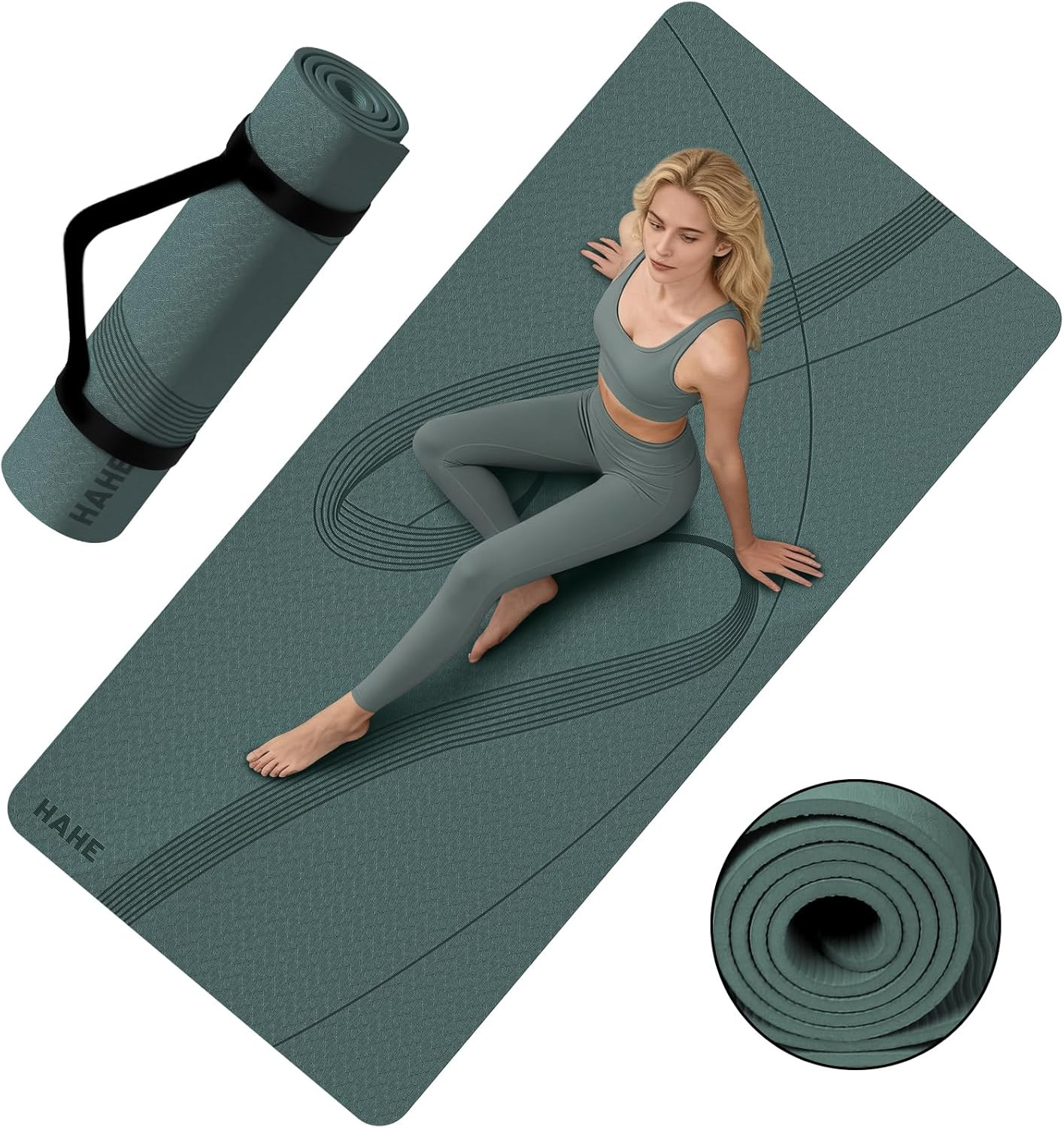 High-Density 76″x32″ Yoga Mat – Large Workout Mat for Yoga, Pilates & Fitness