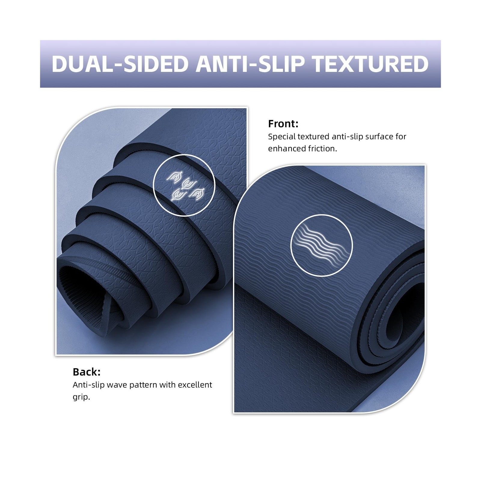 Large Yoga Mat Thick, 76″x32″x0.31″Wide POE Exercise Mat with Non-S… Fast Ship