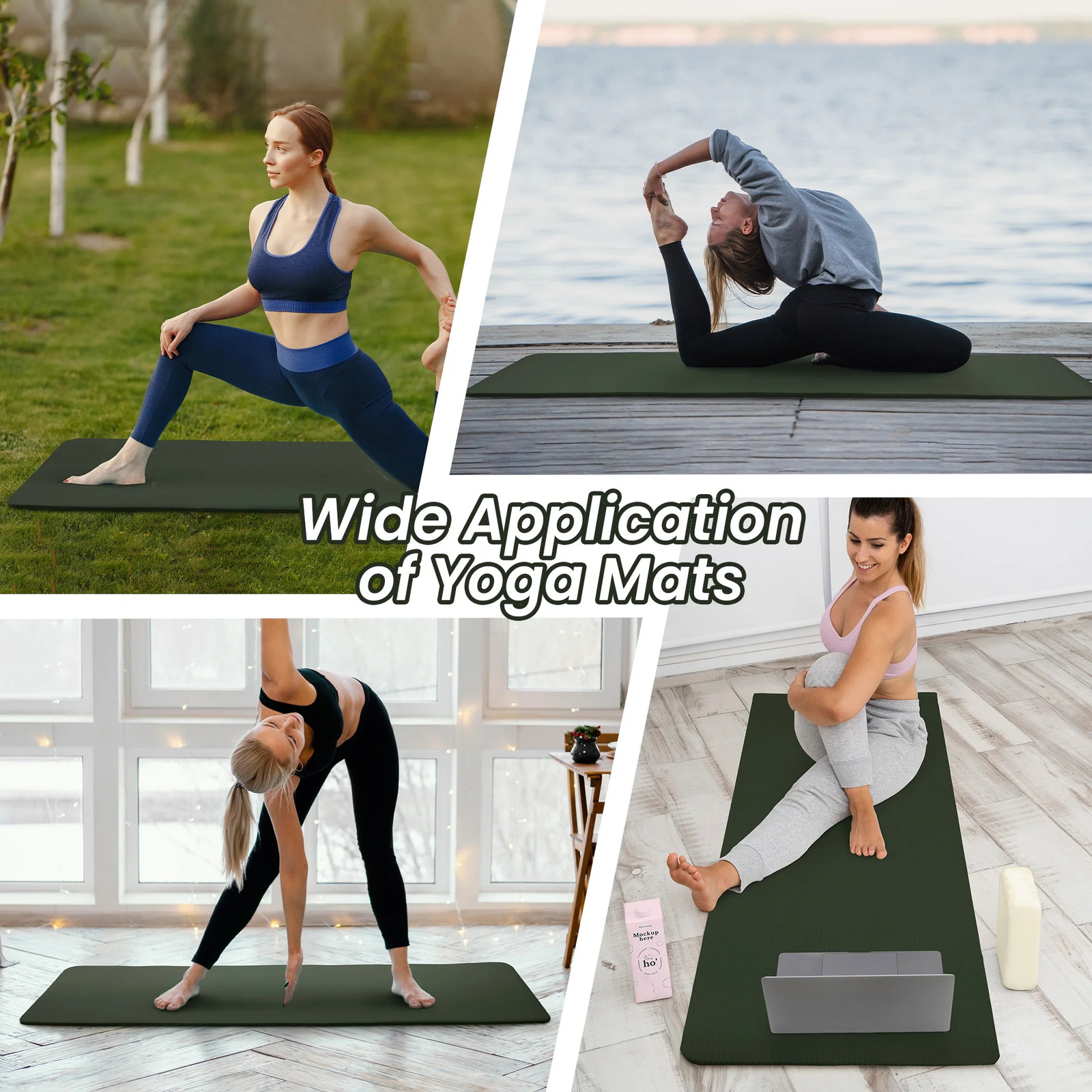 BalanceFrom Extra Thick 1/2″ Yoga Mat – 71″x24″ Non-Slip Exercise Mat with Carry