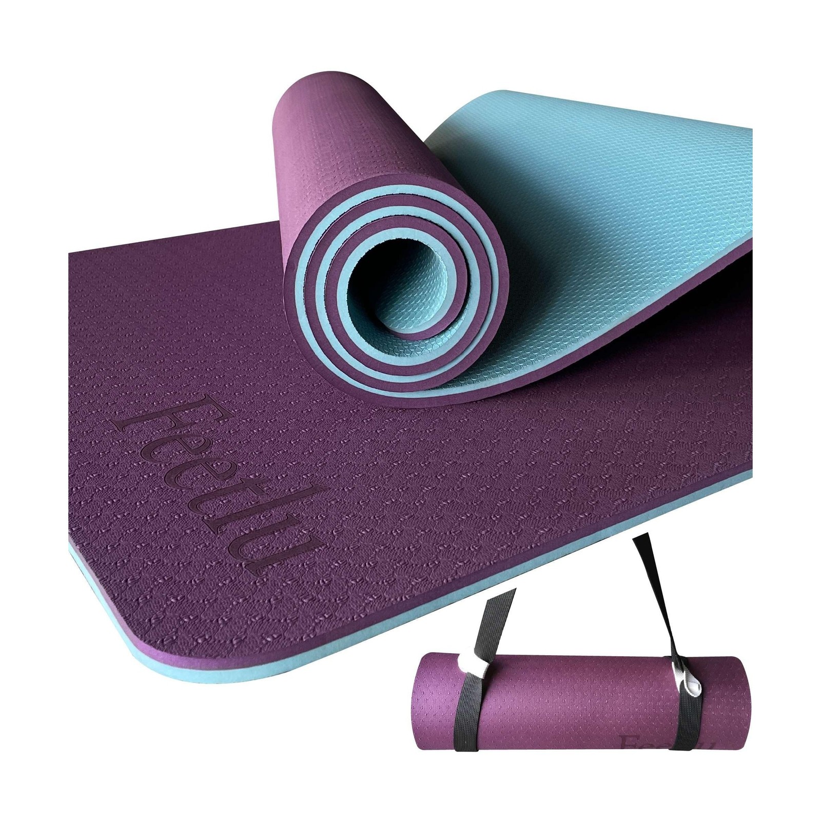 Extra Thick Exercise Yoga Mat with Strap – 2/5 Inch (10MM), Non-Sli… Fast Ship