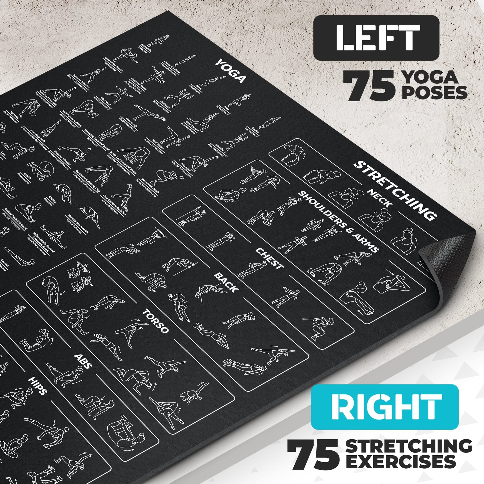 Extra-Large 7′ x 5′ Instructional Yoga Mat with Poses Printed On It – 3X Bigg…