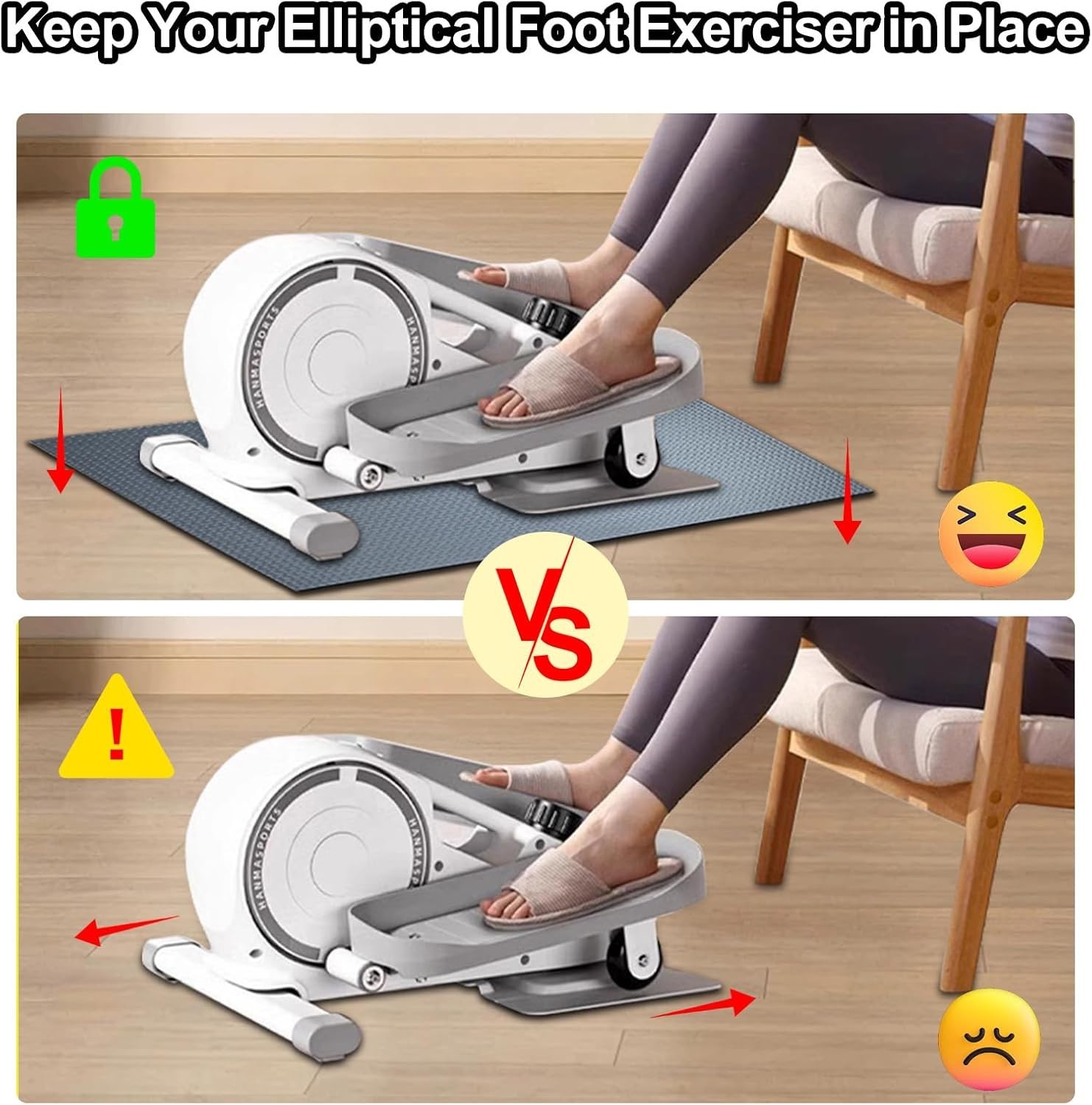 Non-Slip Mat, Apply to Under Desk Elliptical Peddler While Sitting, Perfect f…