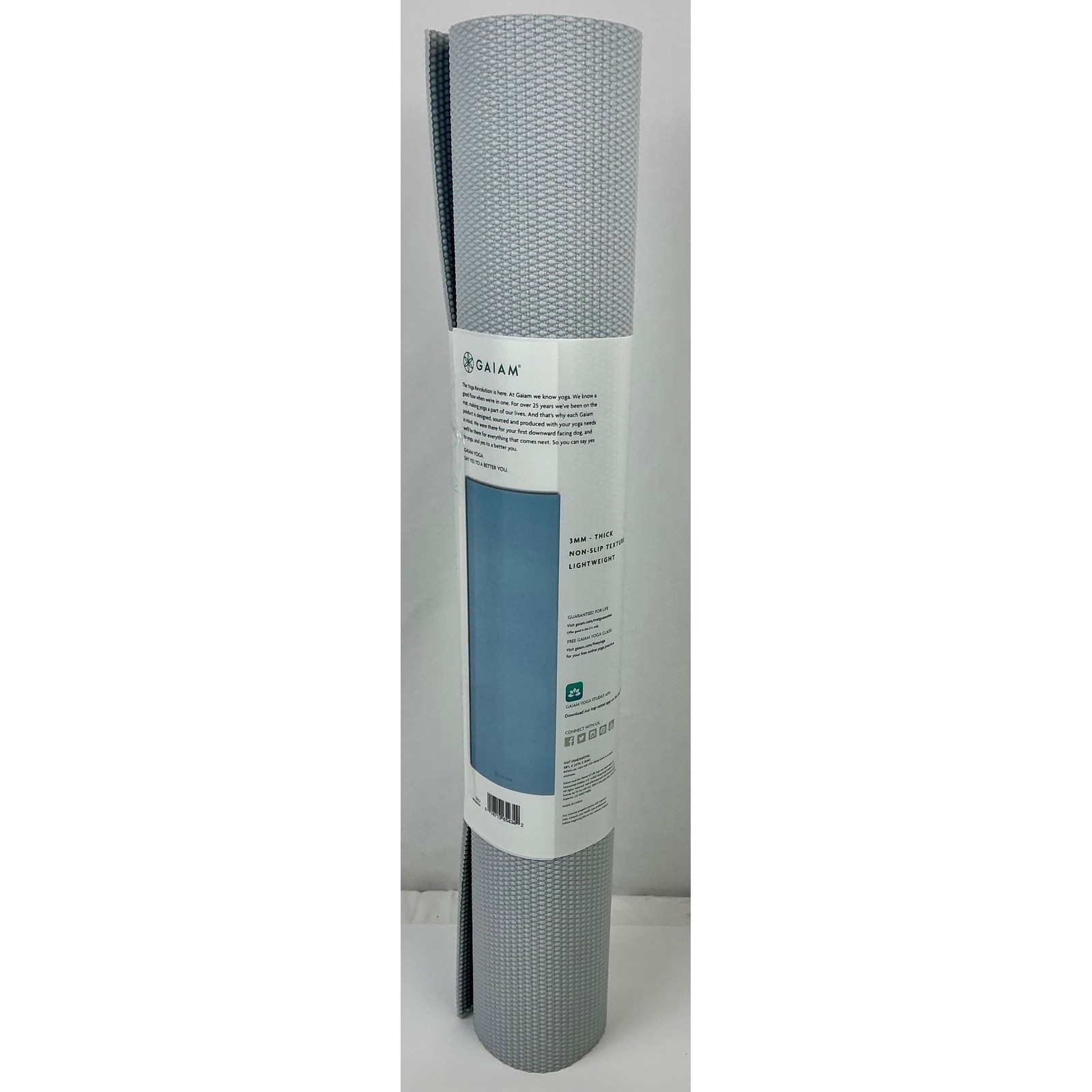 Gaiam Classic Yoga Mat 3 mm Non Slip Texture Lightweight Portable Gray