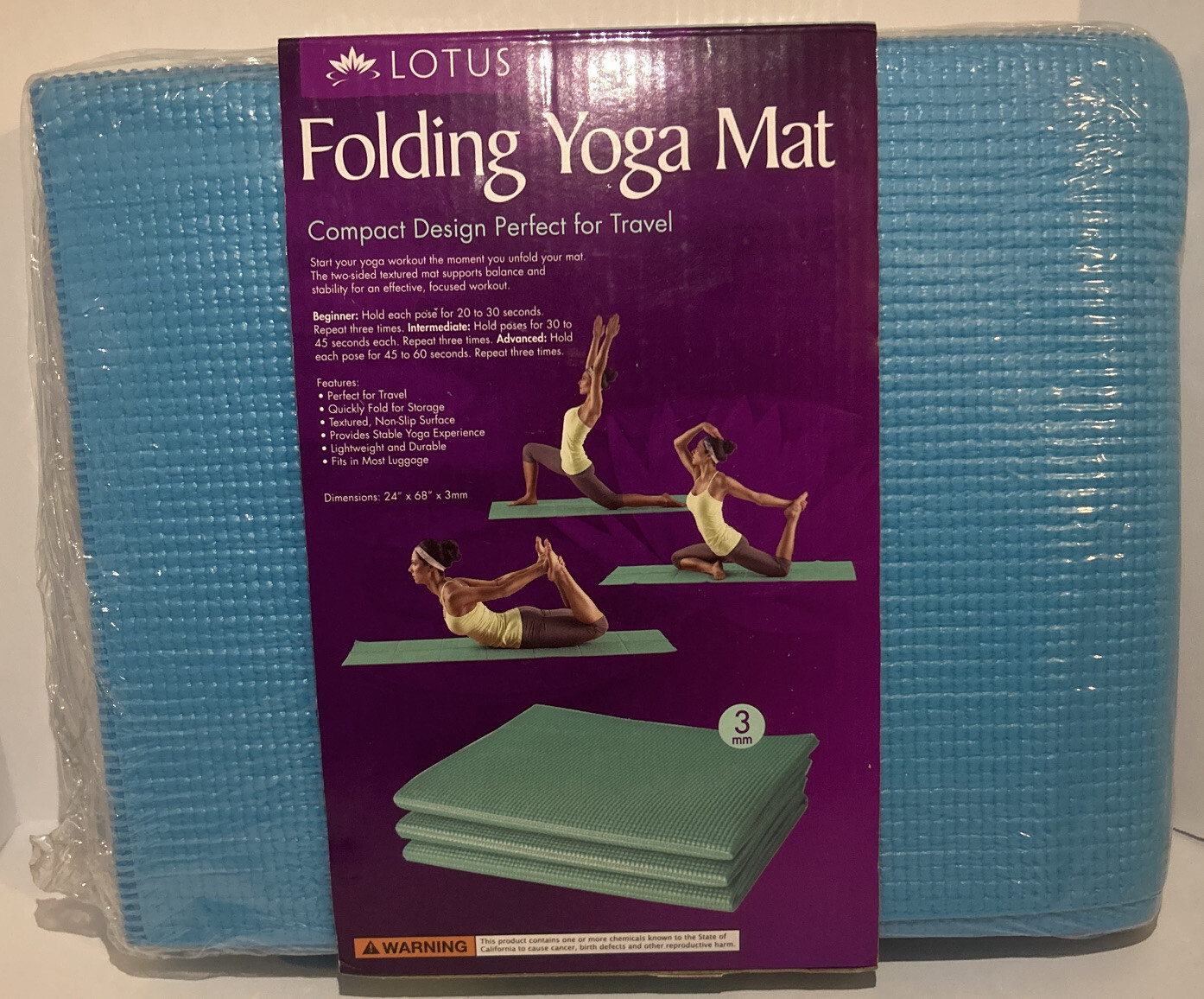 Brand New Blue Lotus Yoga Mat 5 Feet 8 Inches Long By 2 Feet Wide 24×68