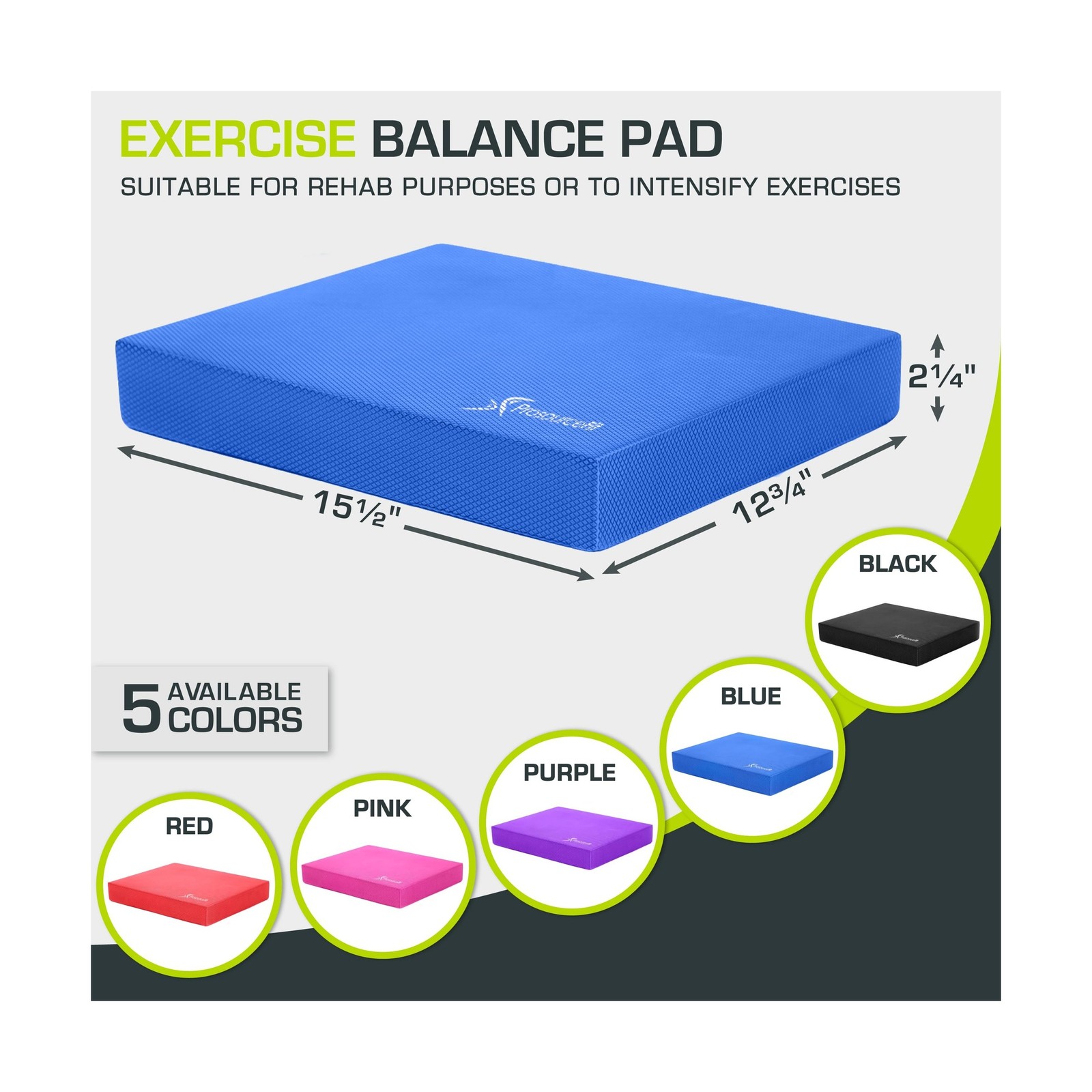 ProsourceFit Exercise Balance Pad – Large Cushioned Non-Slip Foam Mat & Kn