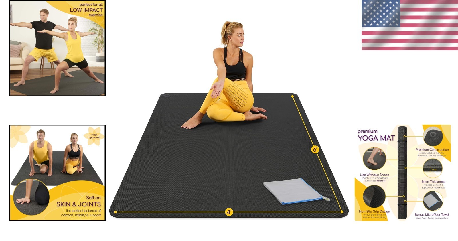 Extra Thick Yoga Mat 6×4 Feet Non Slip Surface Heavy Duty for Barefoot Exercise