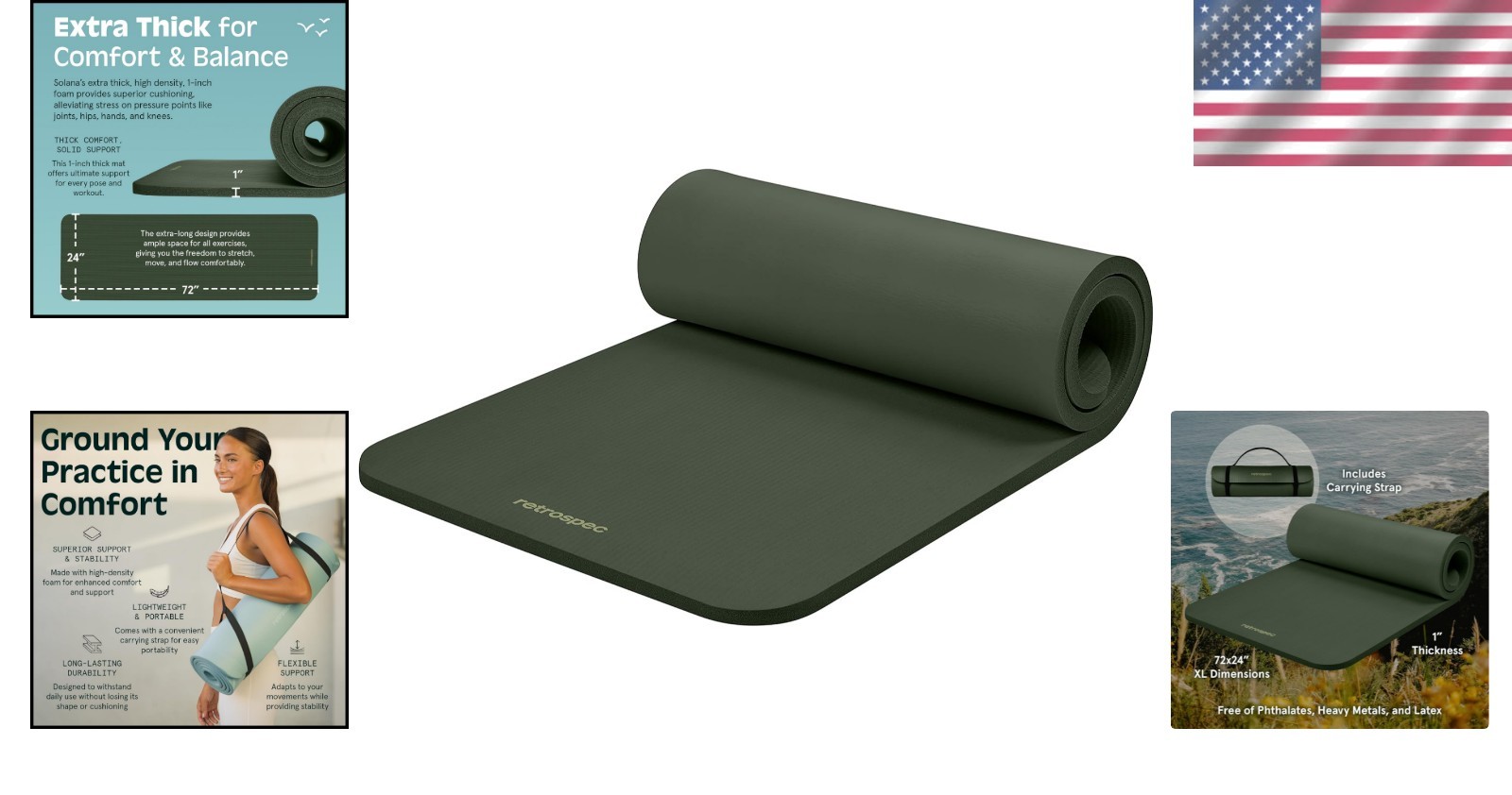 Versatile Solana Non-Slip Yoga Mat with Carry Strap – Ideal for Beginners & Pros
