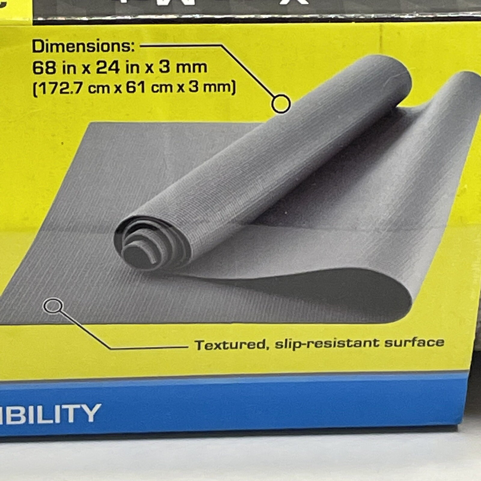 Yoga Mat Athletic Works Steel Gray 68″ x 24″ 3mm Soft Cushioned Support – NEW