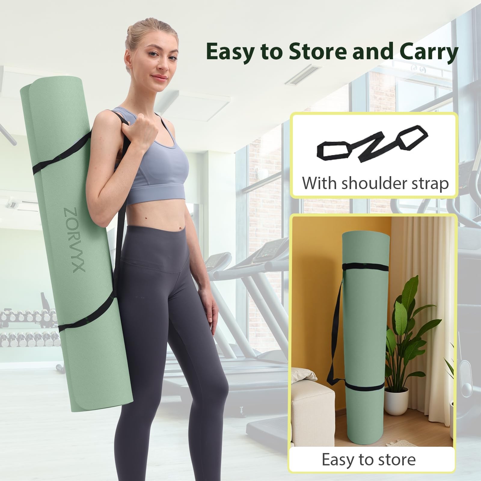 Yoga Mat Thick XXL 200×100cm TPE 10mm Thick Sports Mat Non Slip Comfortable for …