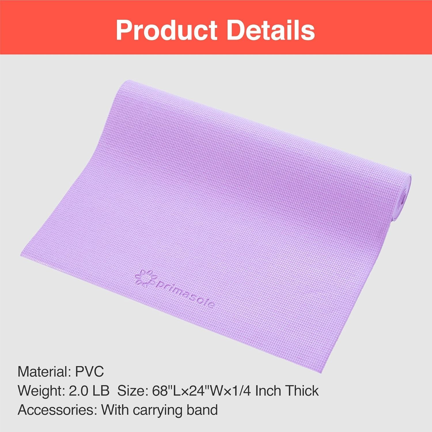 Yoga Mat Non-Slip Exercise Fitness Pilates Mat w/ Carry Strap Home Gym Purple