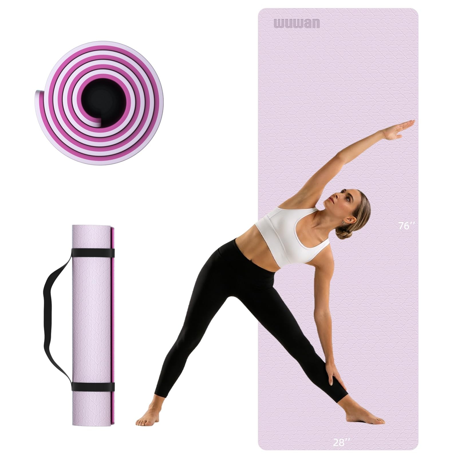 Extra Long Yoga Mat for Tall Men & , 10mm Thick 76x28in Non Slip TPE Exercise…