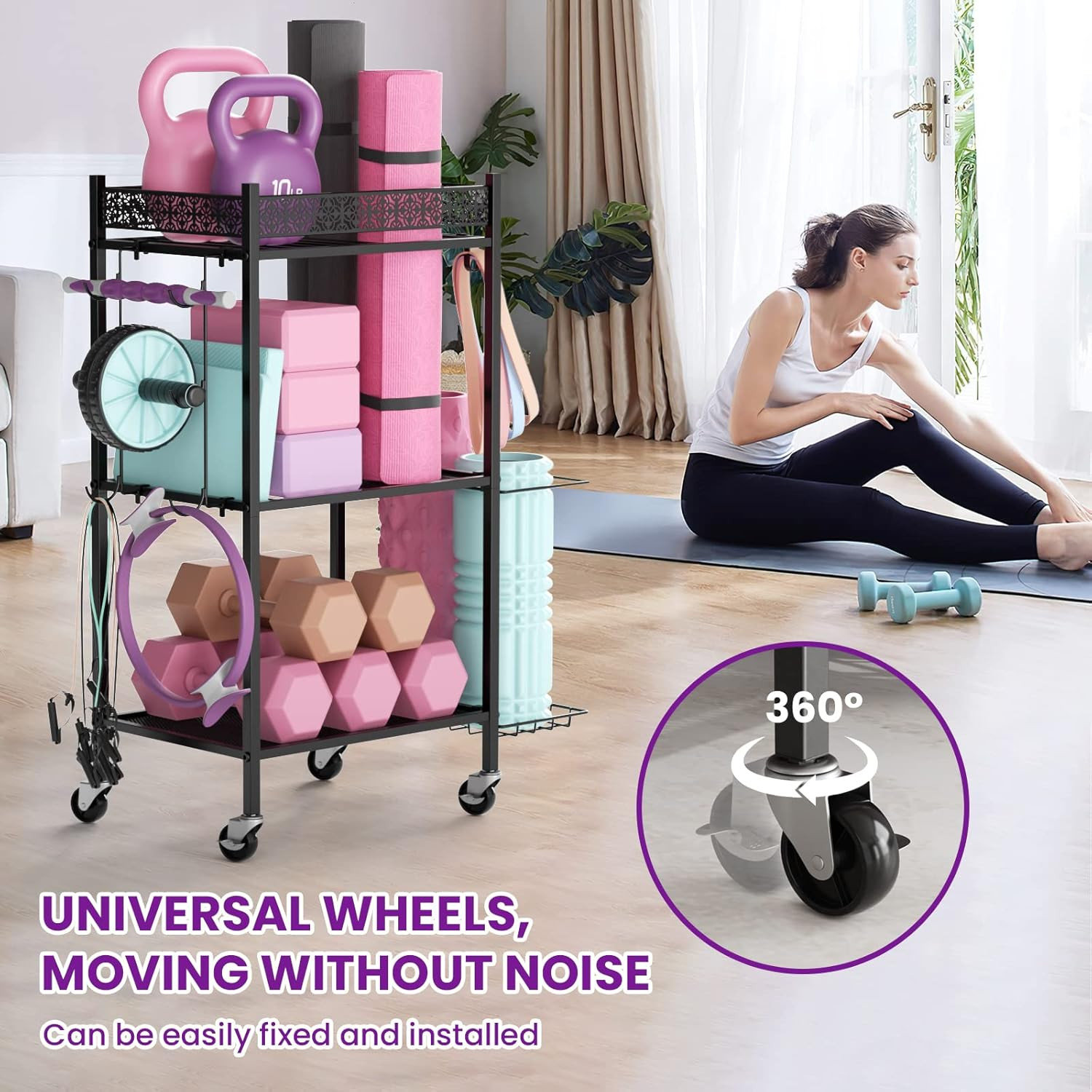Yoga Mat Storage Rack, Home Gym Storage Rack, Workout Storage for Yoga Mat, Foa