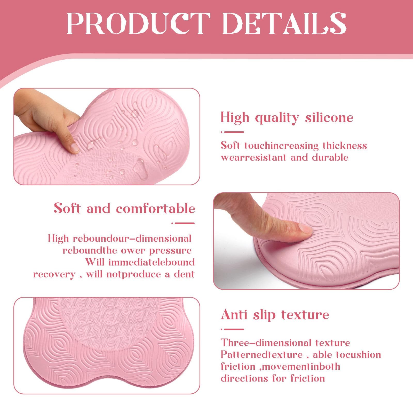 MBKHFLL 2 packs Yoga Knee Pad Cushion Extra Thick for Knees Elbows Wrist Pink