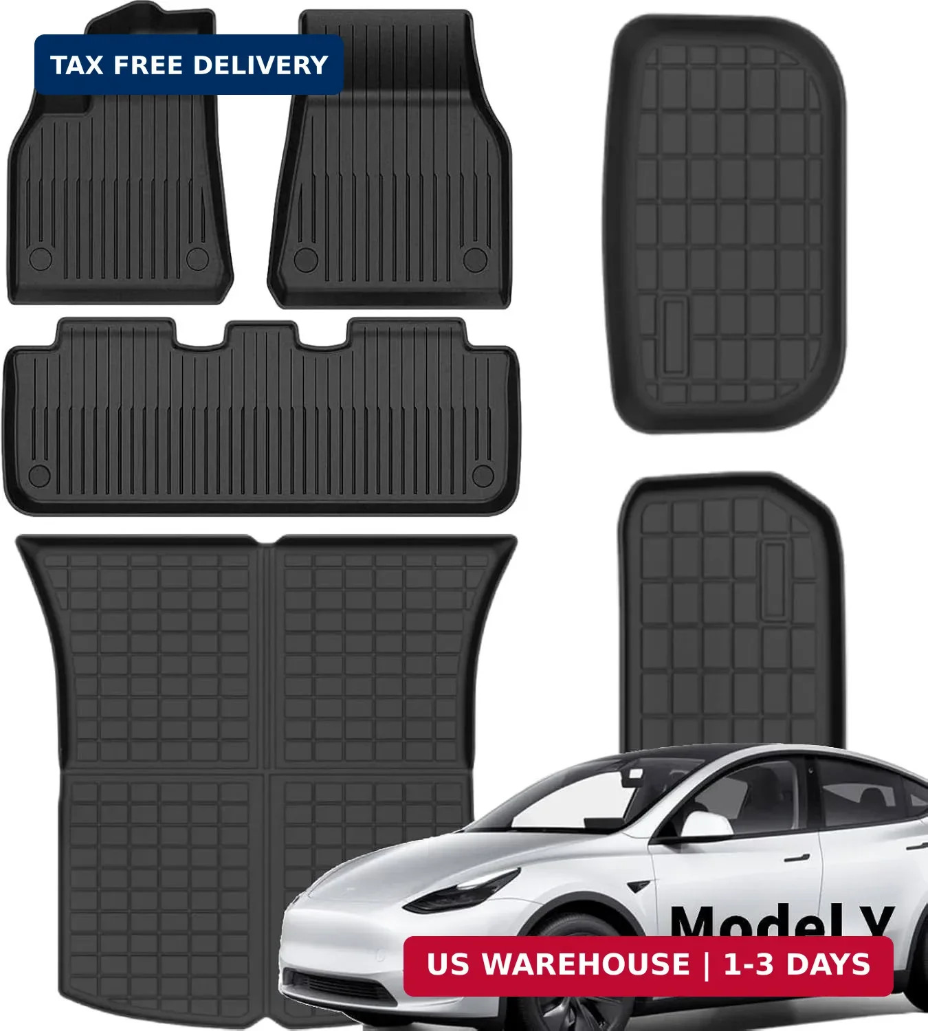 SEALIGHT Tesla Model Y Floor Mats 5 Seat 2021-2024, All Weather Custom Fit Floor