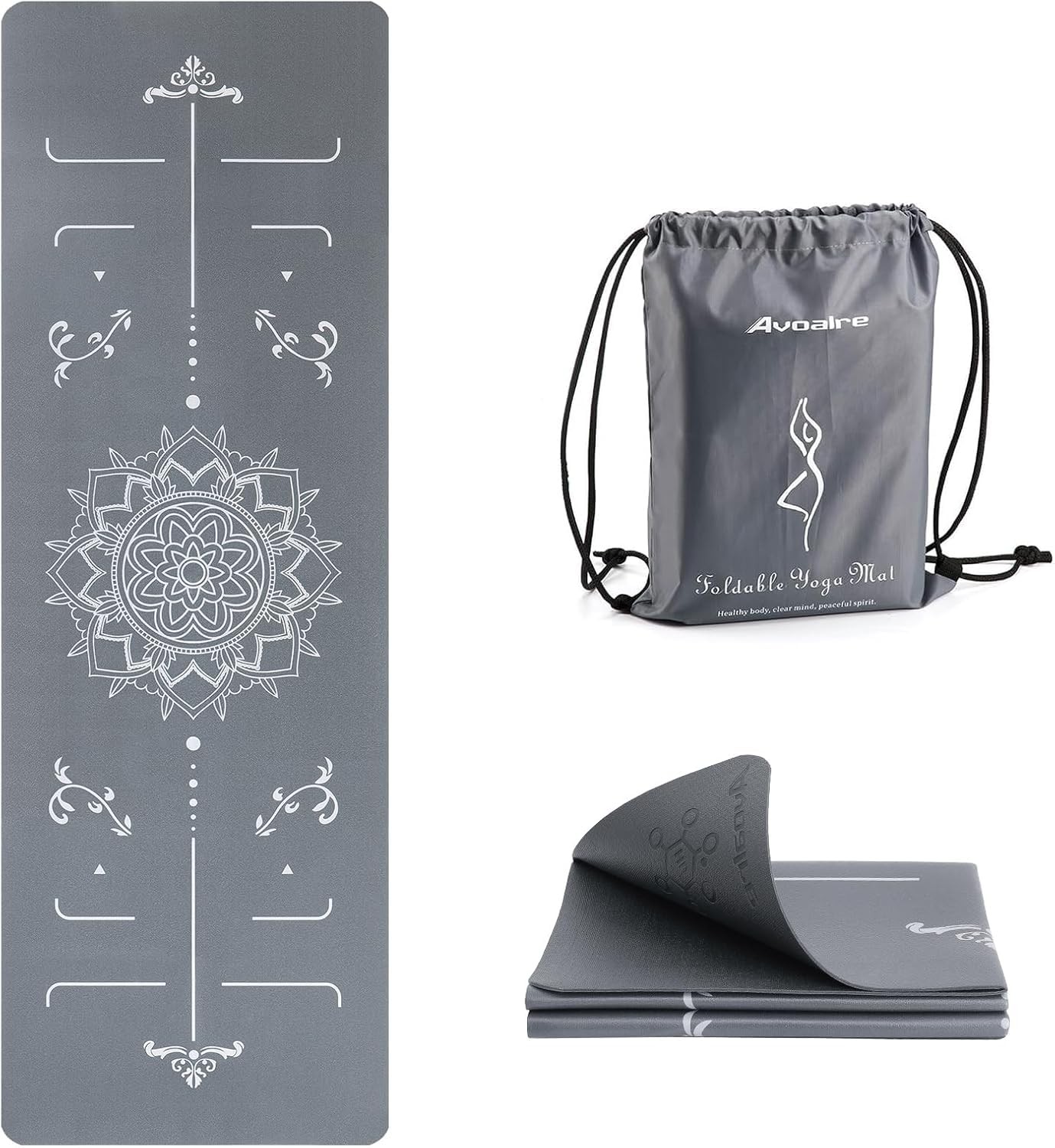 Avoalre Yoga Mat Foldable – Textured Non Slip Exercise Mat -Travel Lightweigh…