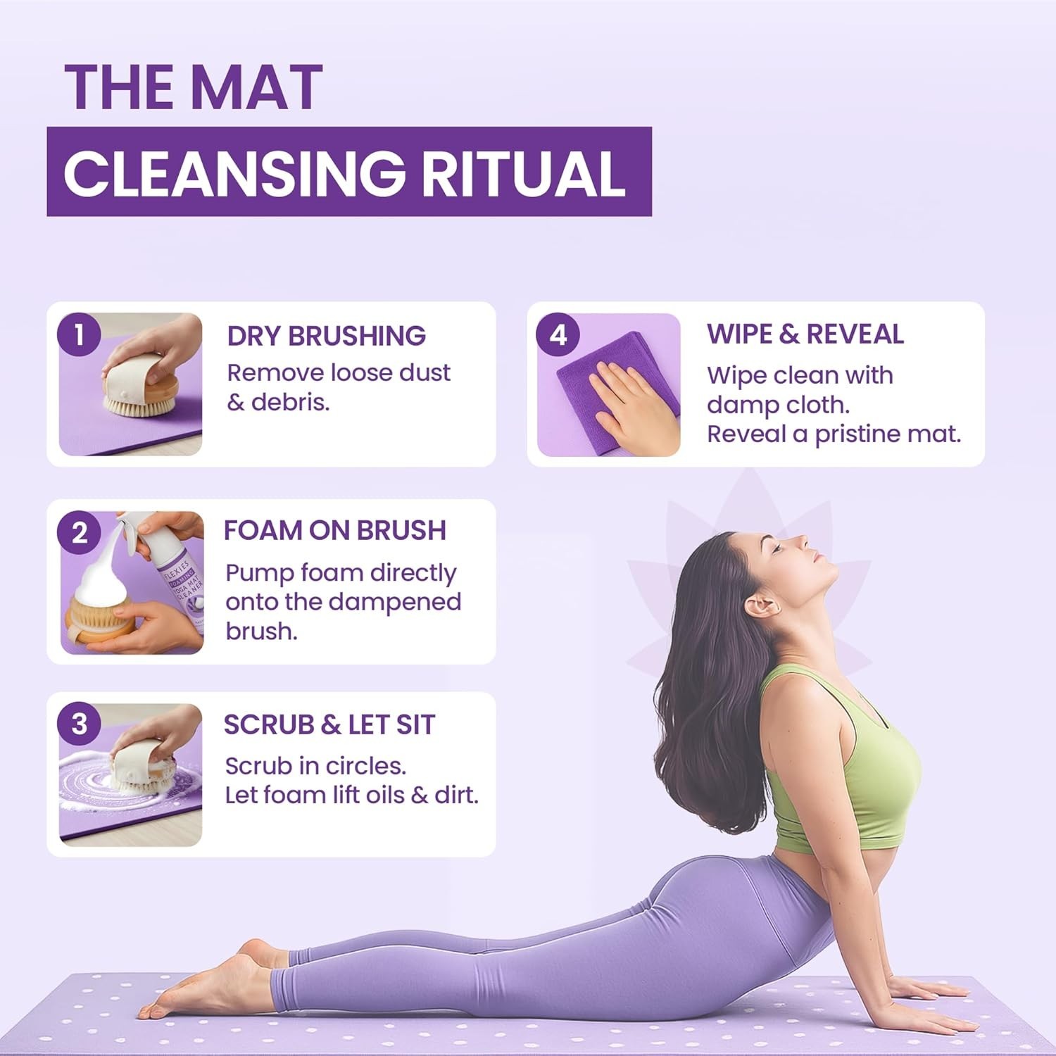 Foaming Yoga Mat Cleaner Spray Kit, Plant Based Non Toxic Mat Cleaner with Br…