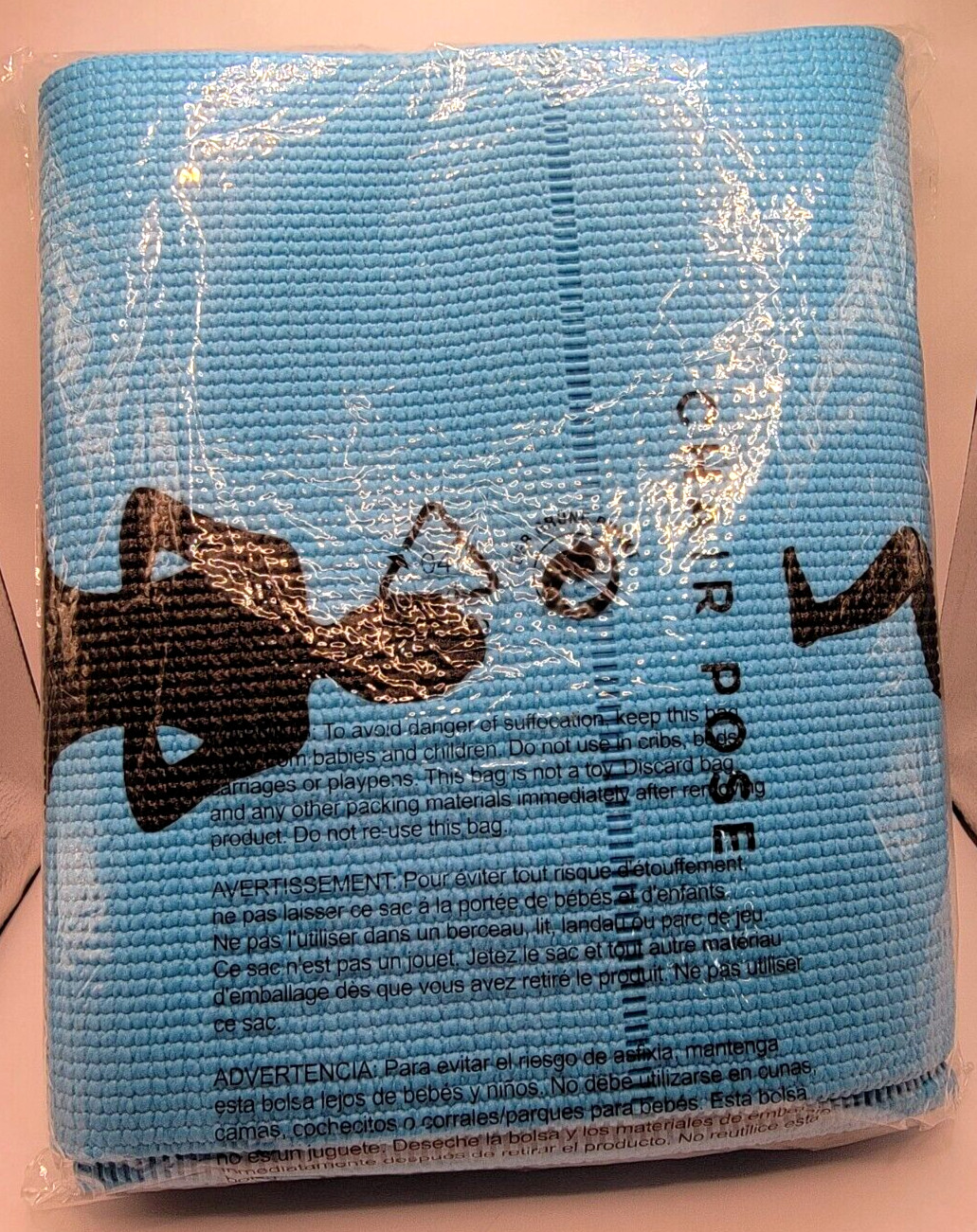Yoga Poses Blue and Black – Pilates – Exercise Mat – 1ct – NEW OPENED PACKAGE