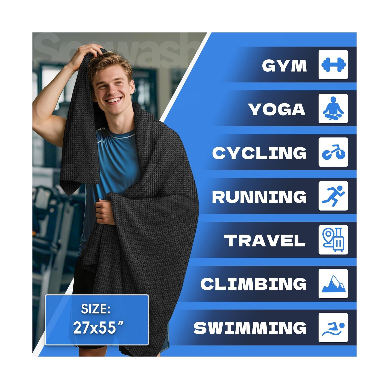 Microfiber Gym Towels for Showering Working Out Quick Dry Negative ions Large…