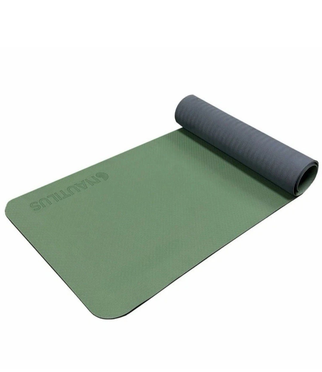 Nautilus Yoga Mat with Strap, Earth Green, 24″ W x 68″ L