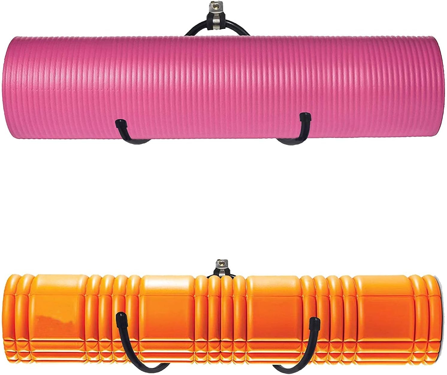 Wall Mount Yoga Mat Foam Roller and Towel Rack Hooks , Exercise Mat Storage