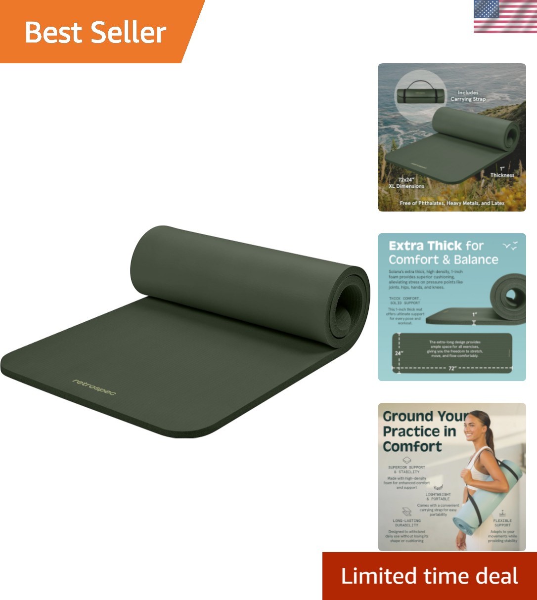 Versatile Solana Non-Slip Yoga Mat with Carry Strap – Ideal for Beginners & Pros