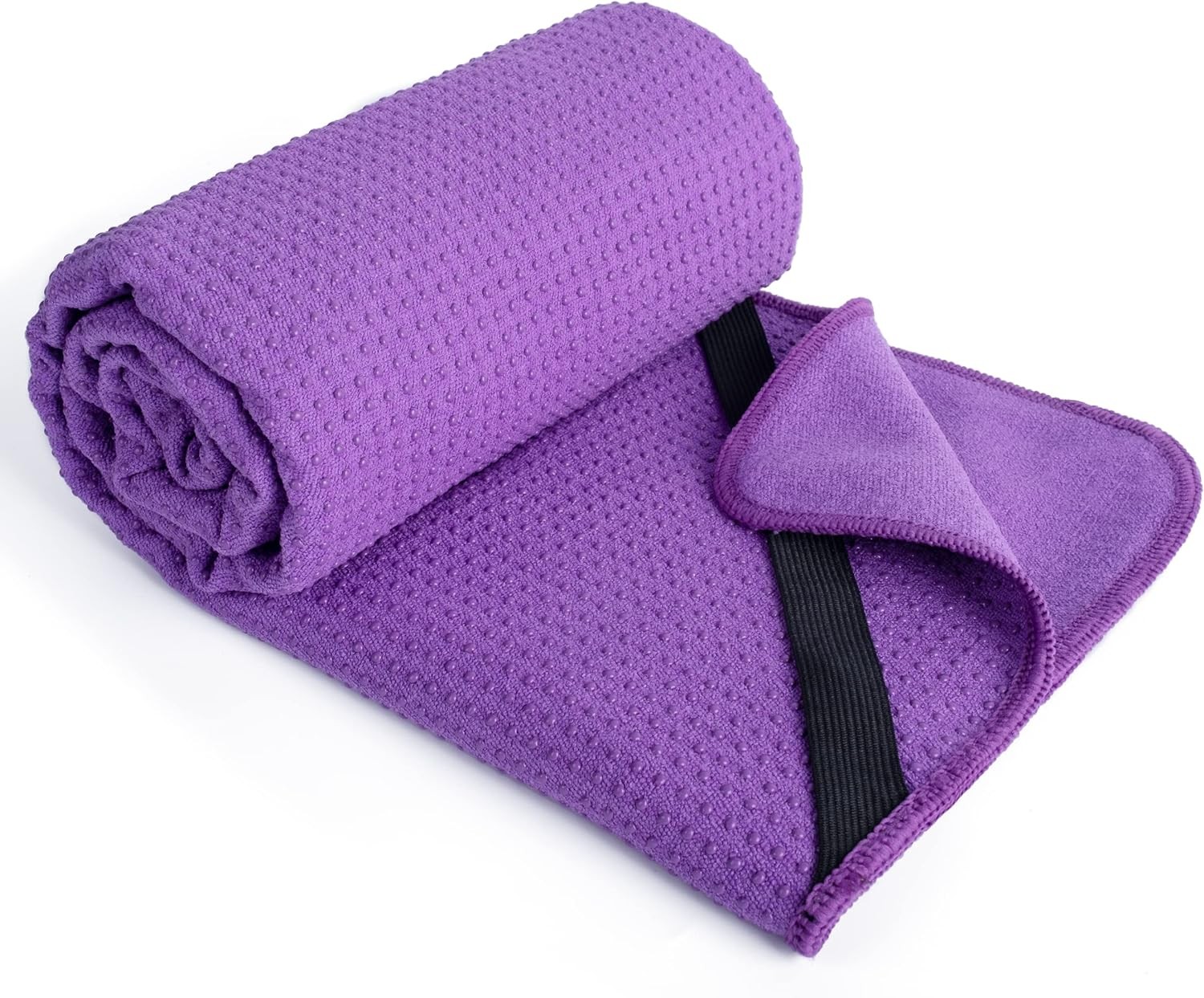 POLYTE Microfiber Hot Yoga Towel Mat with Non-Slip Silicone 24×72 in, Purple