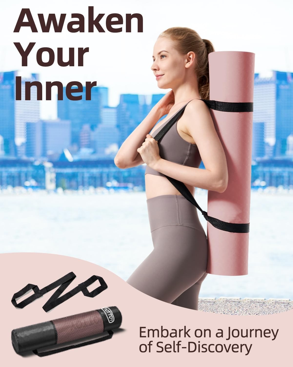 Extra Wide Non-Slip Yoga Mat 72″x32″ Eco-Friendly TPE Fitness Mat with Strap Bag