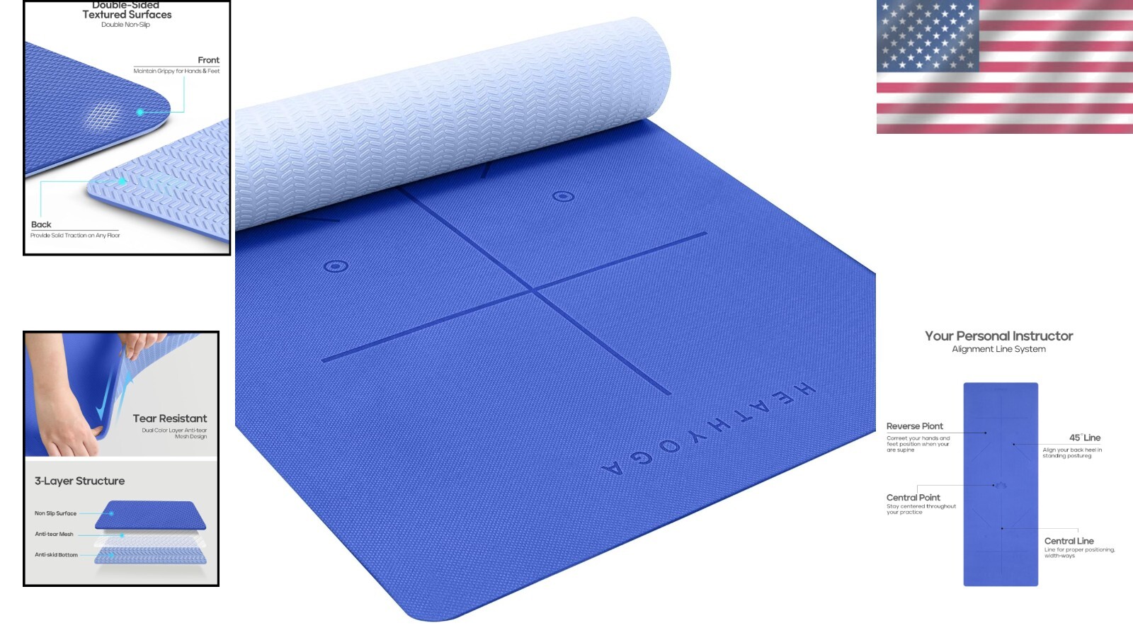 Extra Large Non-Slip Yoga Mat 72″ x 26″ – SGS Certified Eco-Friendly Design