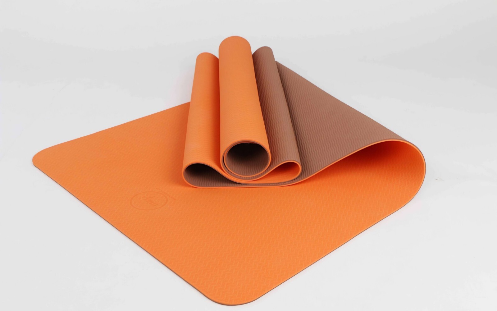 Maji Sports 2-Tone Orange/Brown, 2 Layer, TPE Premium Embossed Pattern Yoga Mat