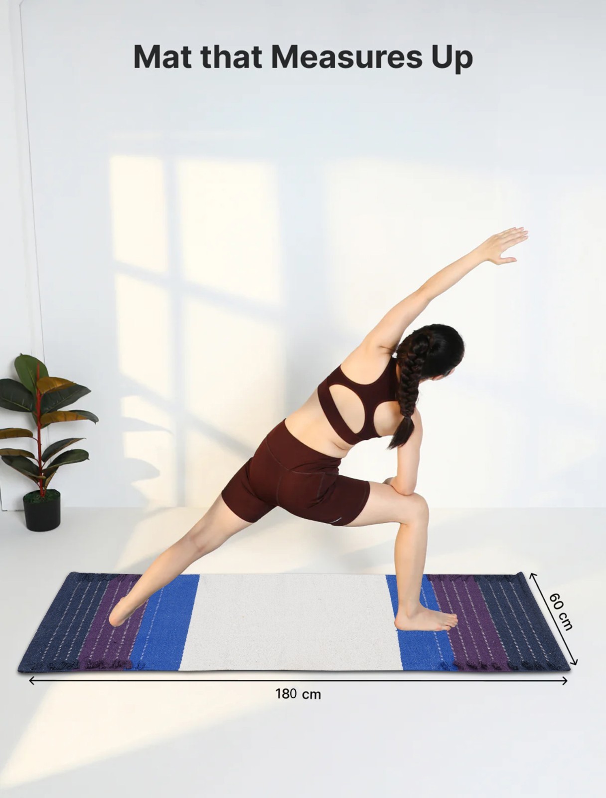 Yoga Mat Thick Non Slip Cotton Exercise Workout Mat Pilates Rug 2×6 FT