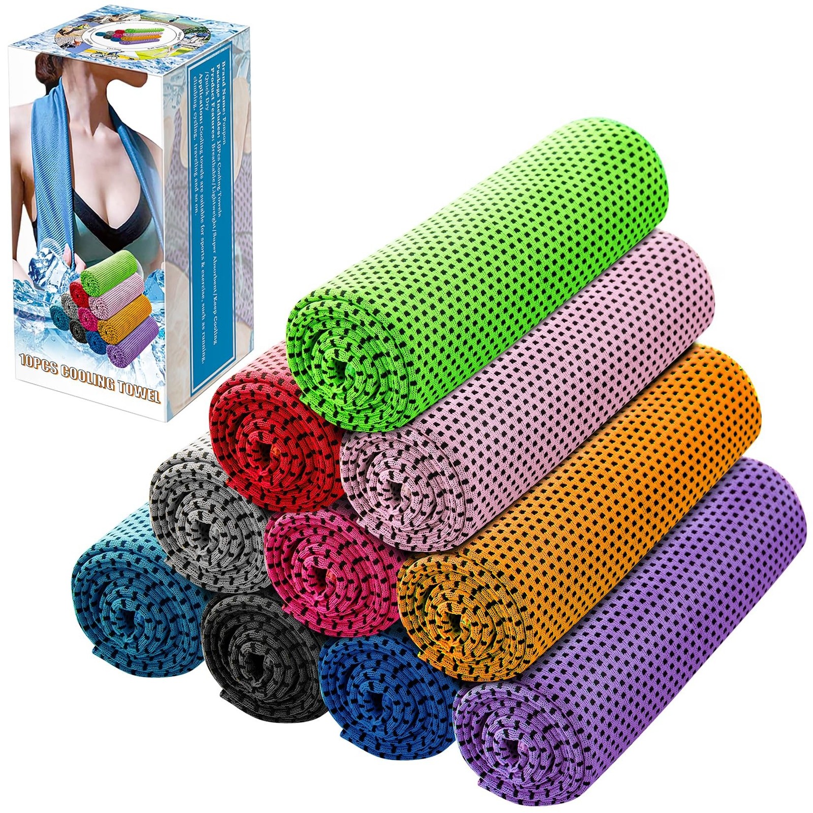 Ponpon 10pcs Cooling Towel Ice Towel Cooling Towels for Neck and Face Microfi…