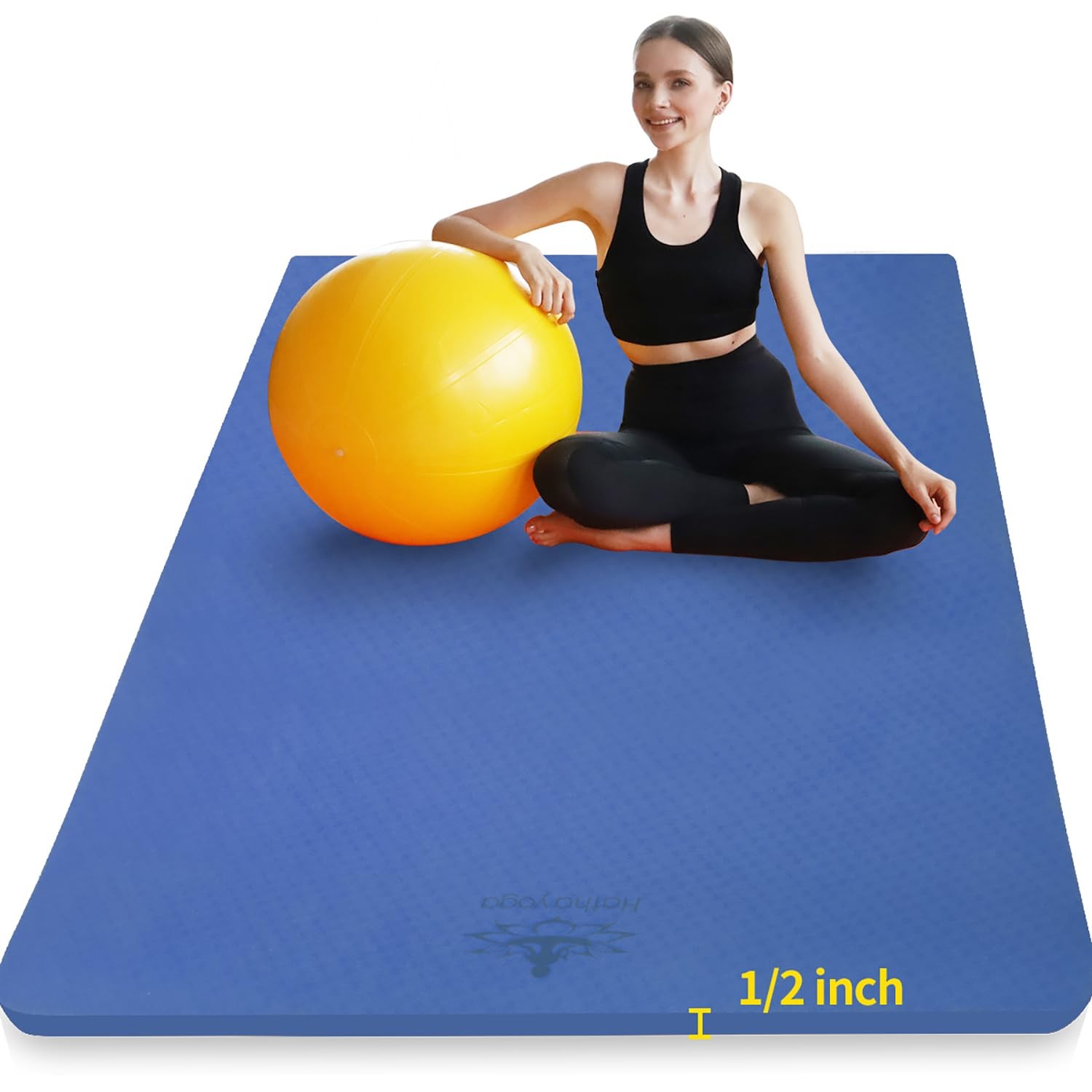 Large TPE Yoga Mat 6’x4’x1/2″ Extra Thick Non-Slip Exercise Mat – for Yoga Pi…