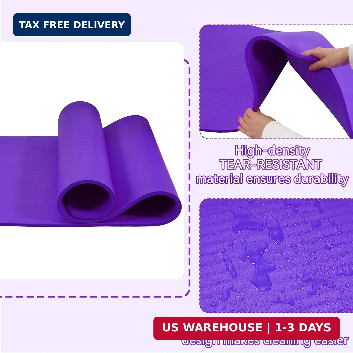 Fitvids Yoga Mat, 1/2-Inch Extra Thick High Density Exercise Mat, Anti-Tear Exer