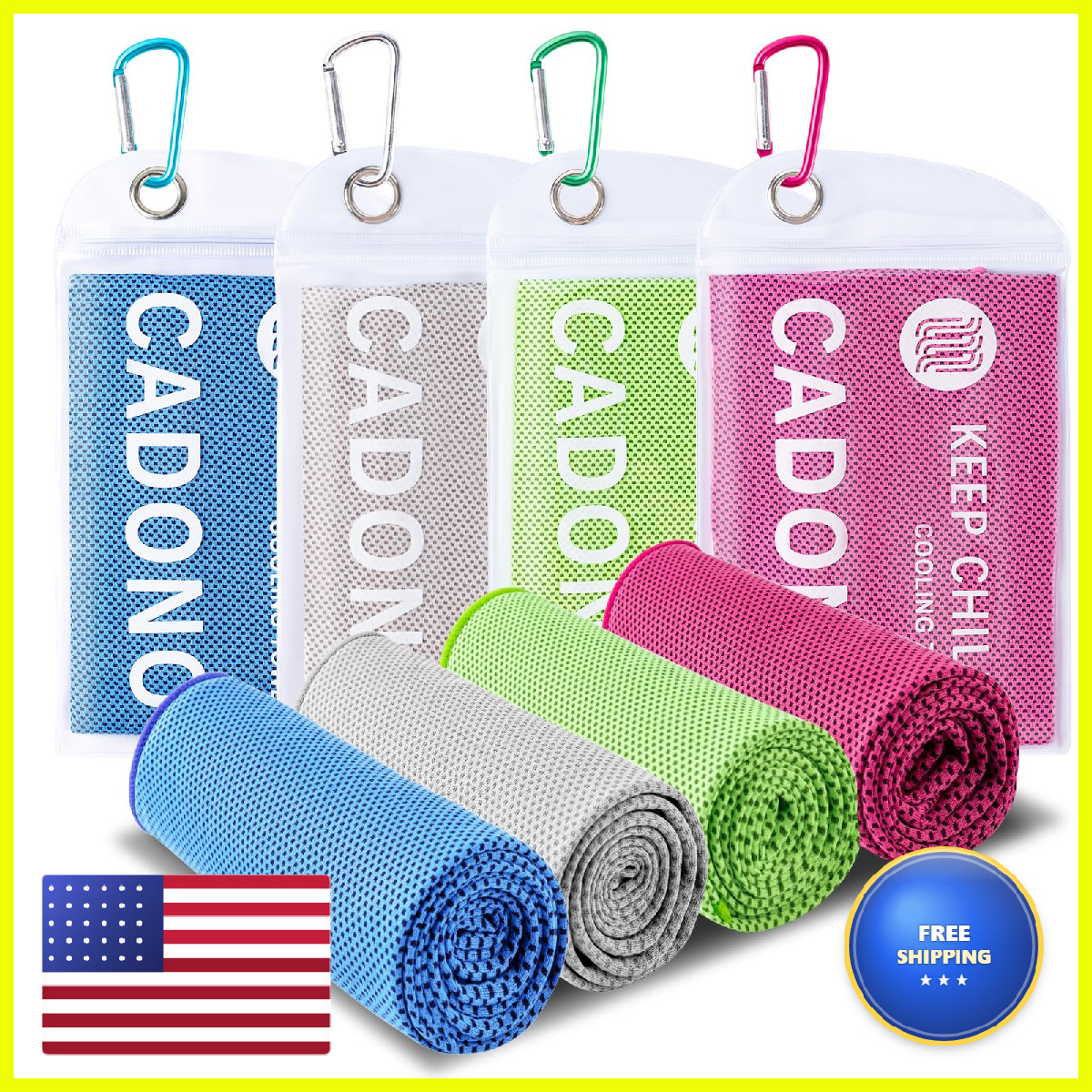 Cadono 4 Pack Cooling Towel 40X12 Soft Breathable Chilly Towel Ice Towel