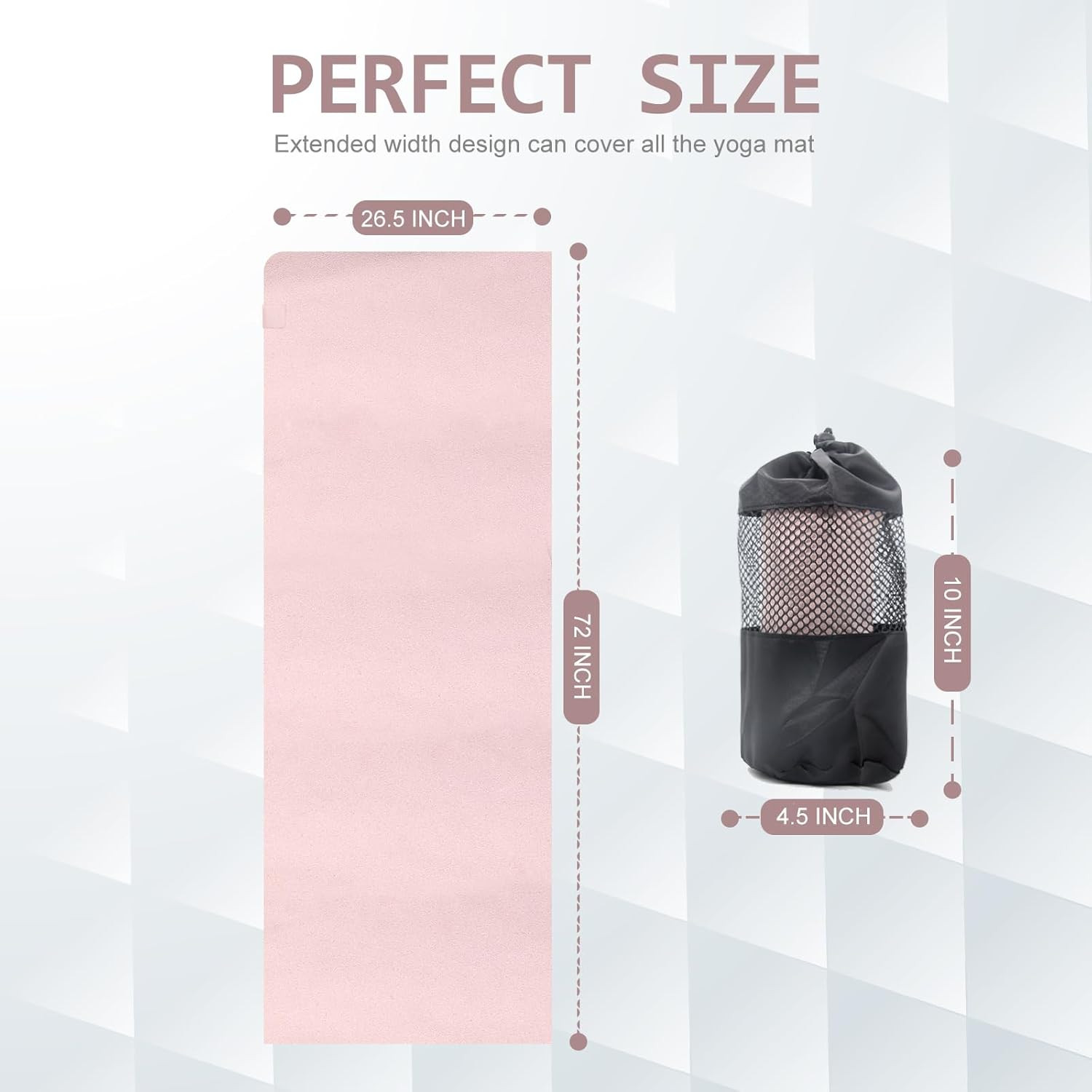 Hot Yoga Towel, Super Absorbent Yoga Mat Towel Soft Suede Microfiber Non-Slip To