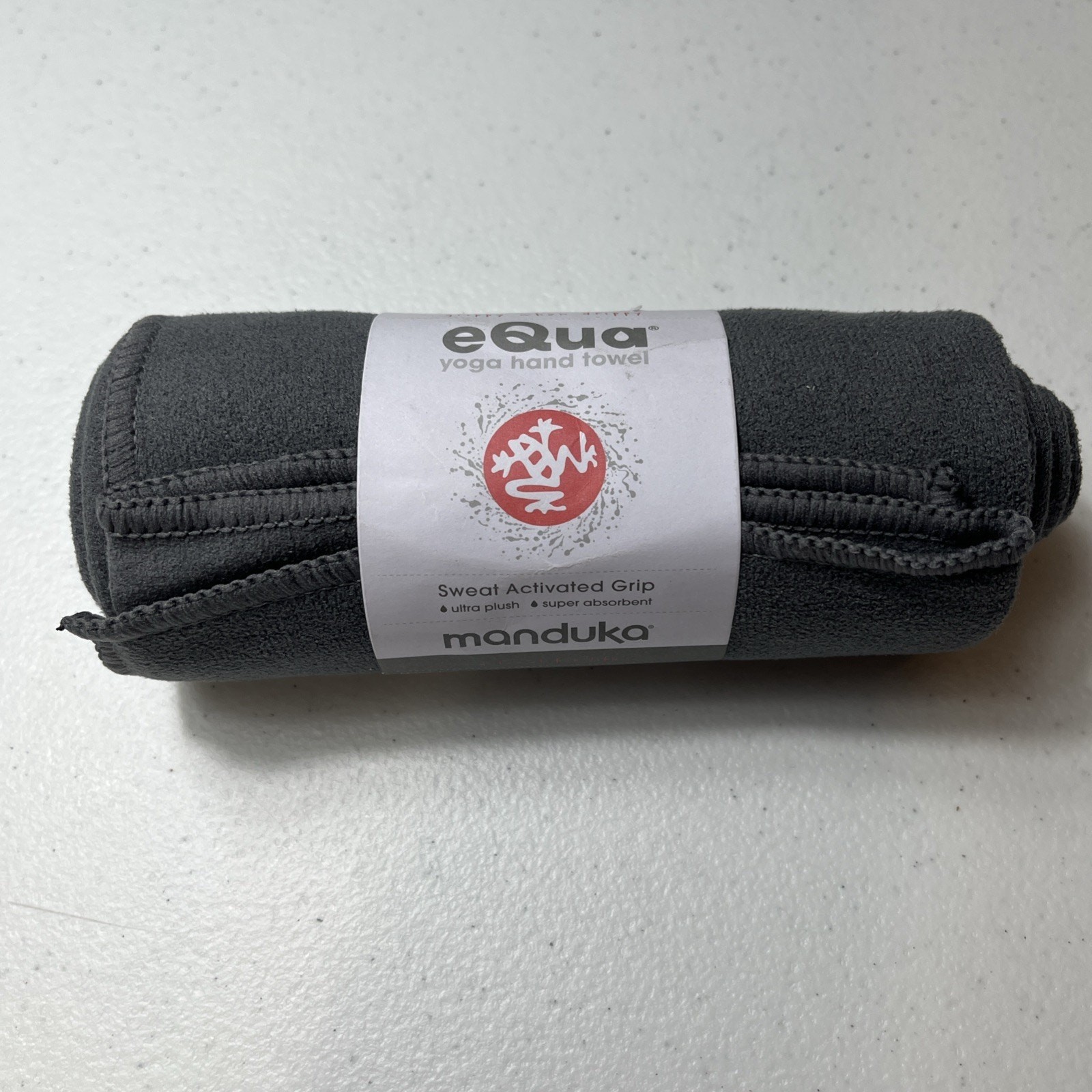 Manduka eQua Yoga Hand Towel Thunder Microfiber 16”X26.5″ Sweat Activated Grey