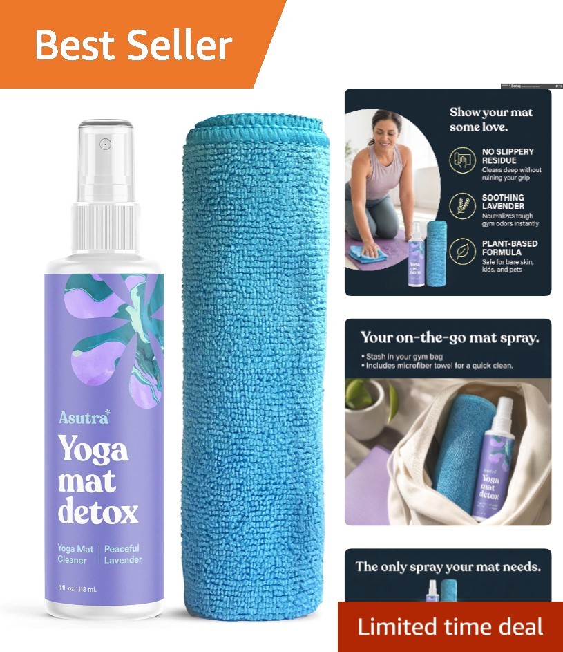 Organic Essential Oil Yoga Mat Cleaner – No Rinse, 4 oz – Aromatherapy Spray