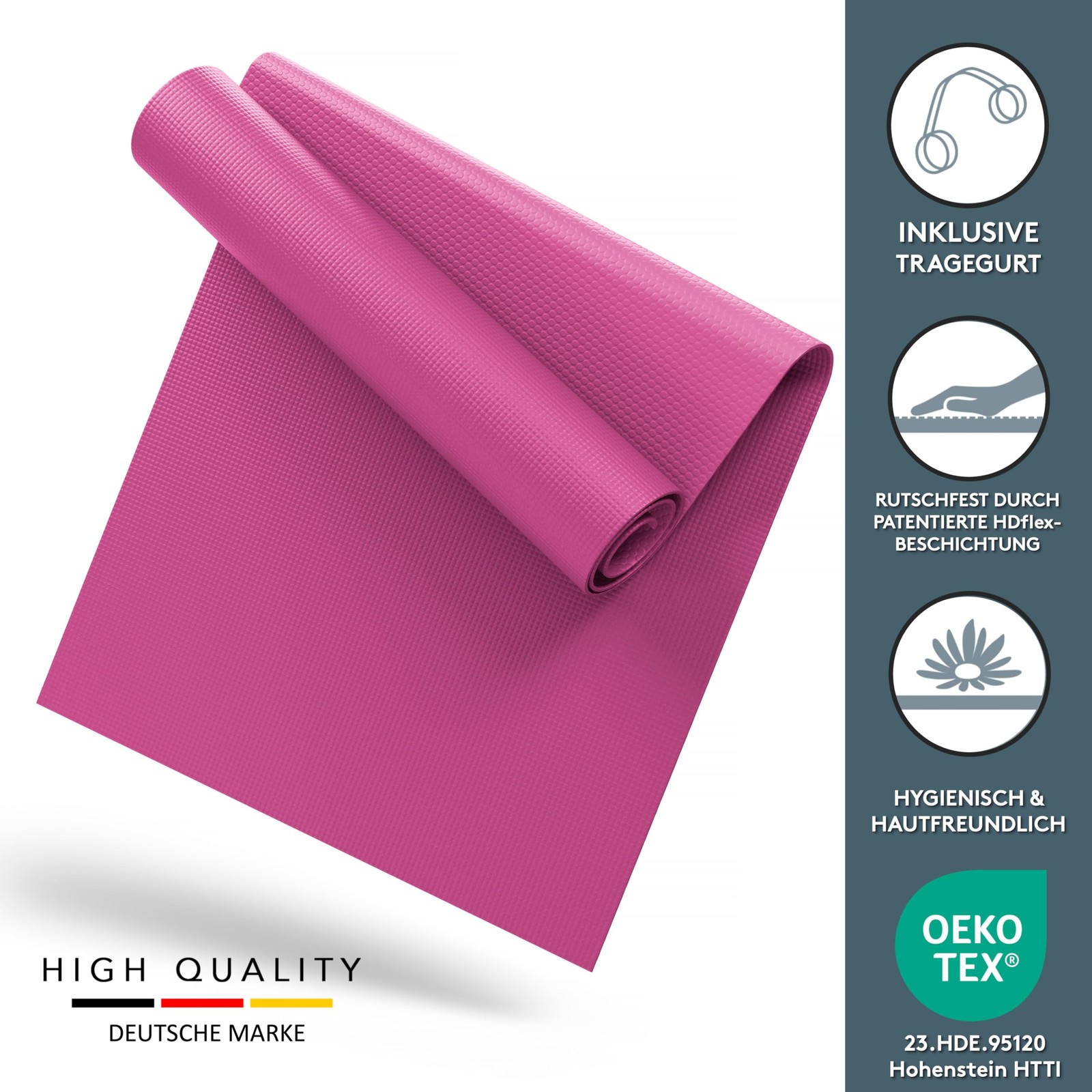 Yoga Mat Pink 180x60cm Sports and Yoga Mat Extra Non Slip in 4mm Thickness…