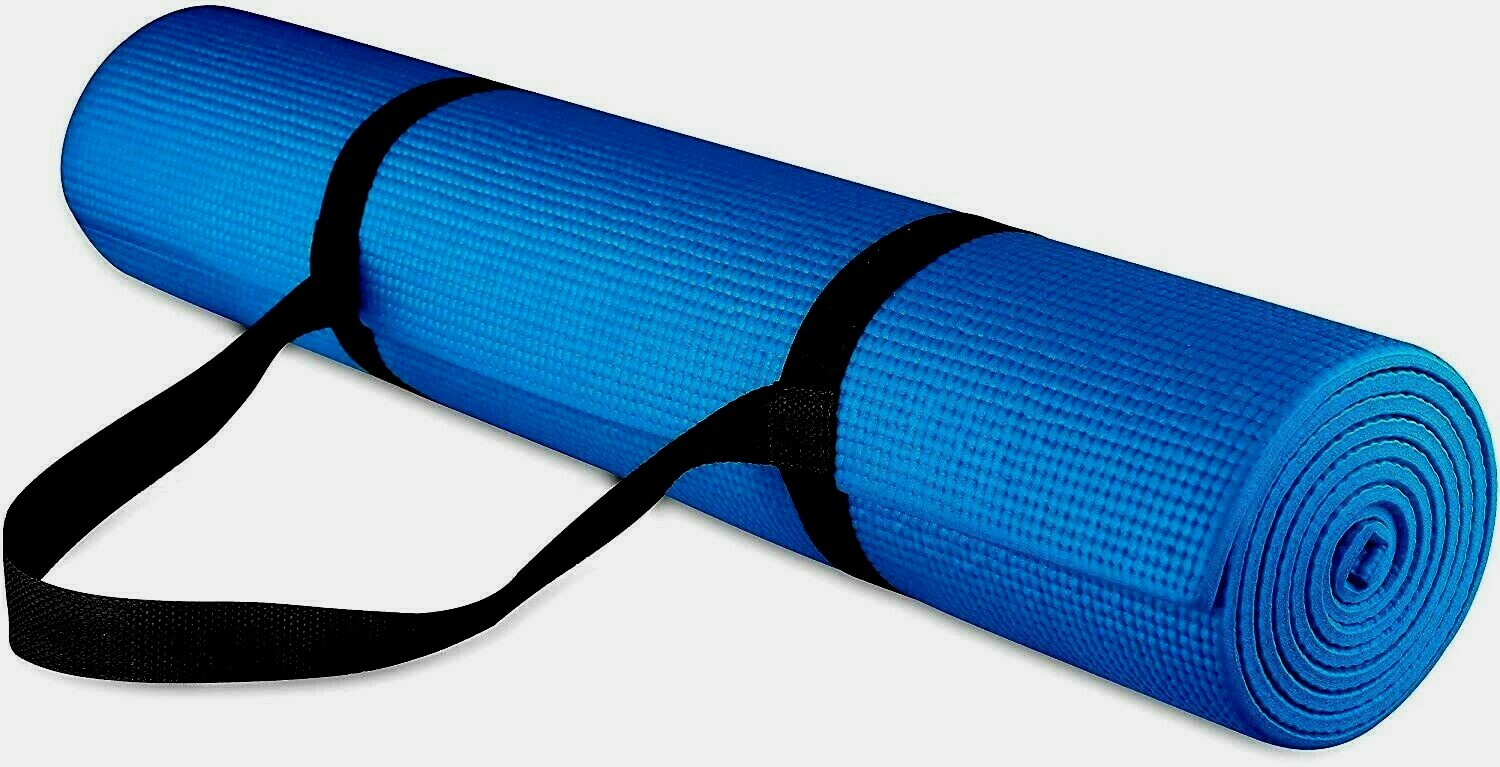 Standard Classic Basic Blue Yoga Mat 5mm Pilates Bikram Hot Essential Vinyasa